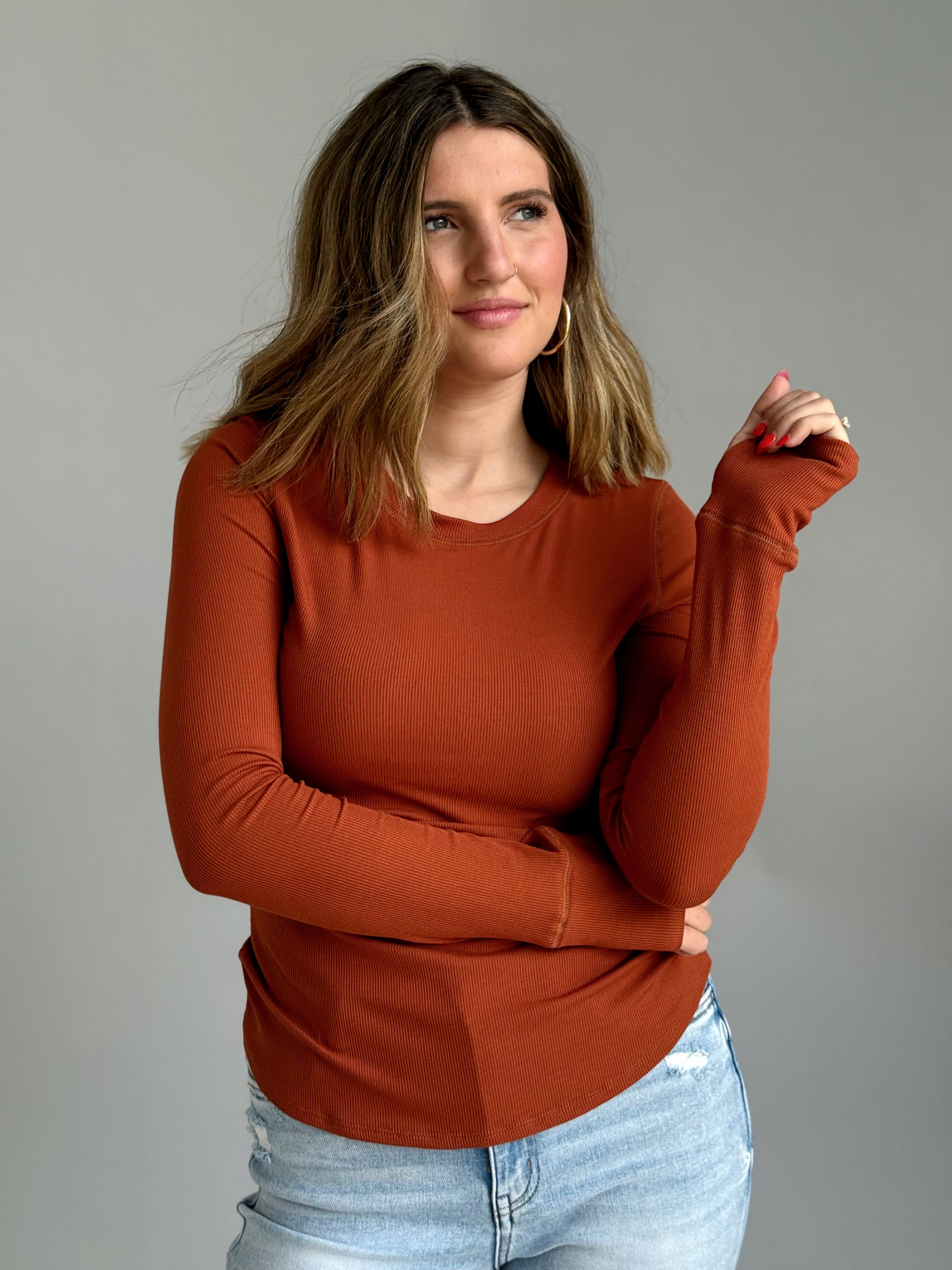Asher Top - RUST - willows clothing L/S SHIRT