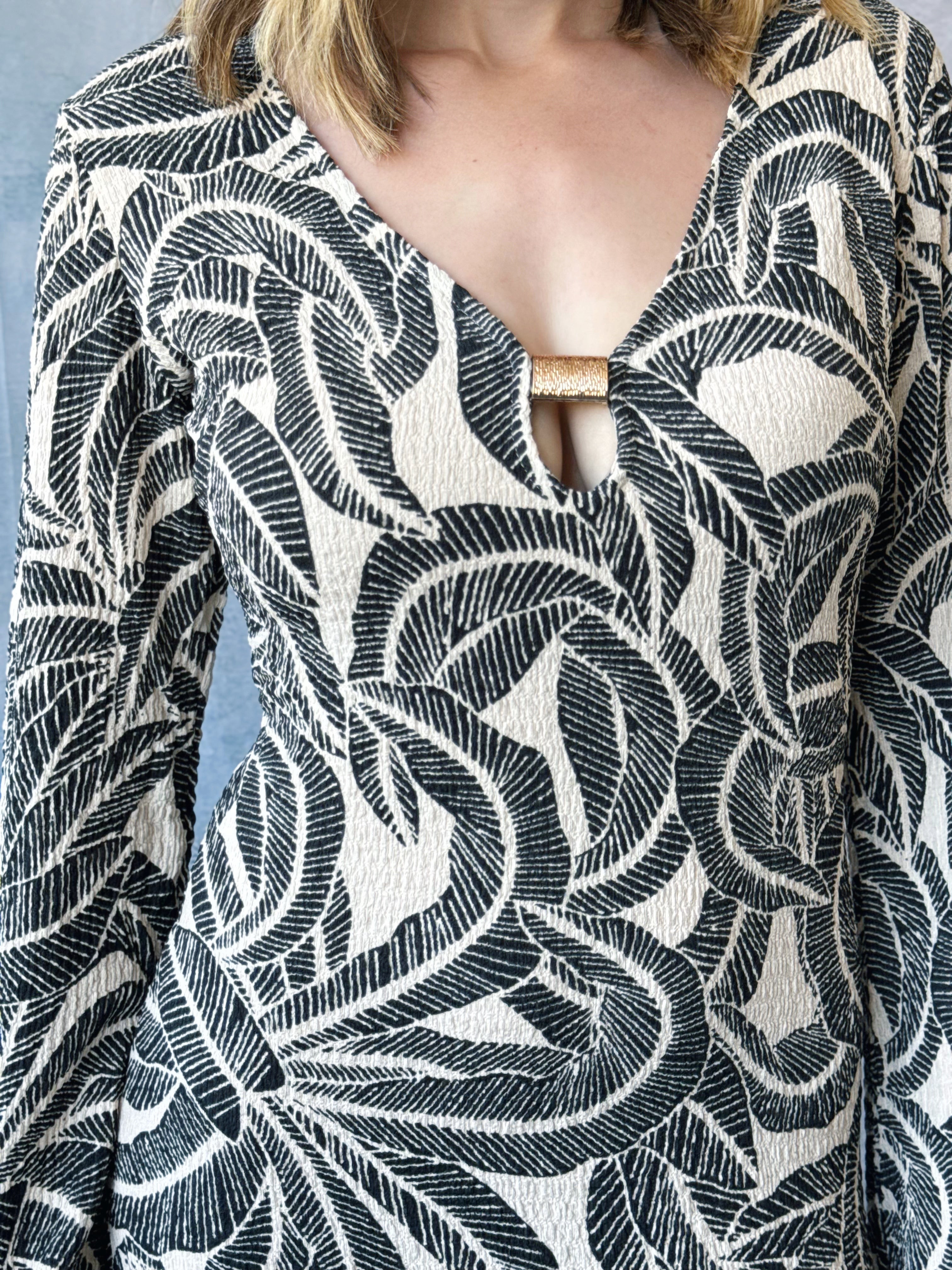 Avaya Dress - MIDNIGHT PALM - willows clothing Long Dress
