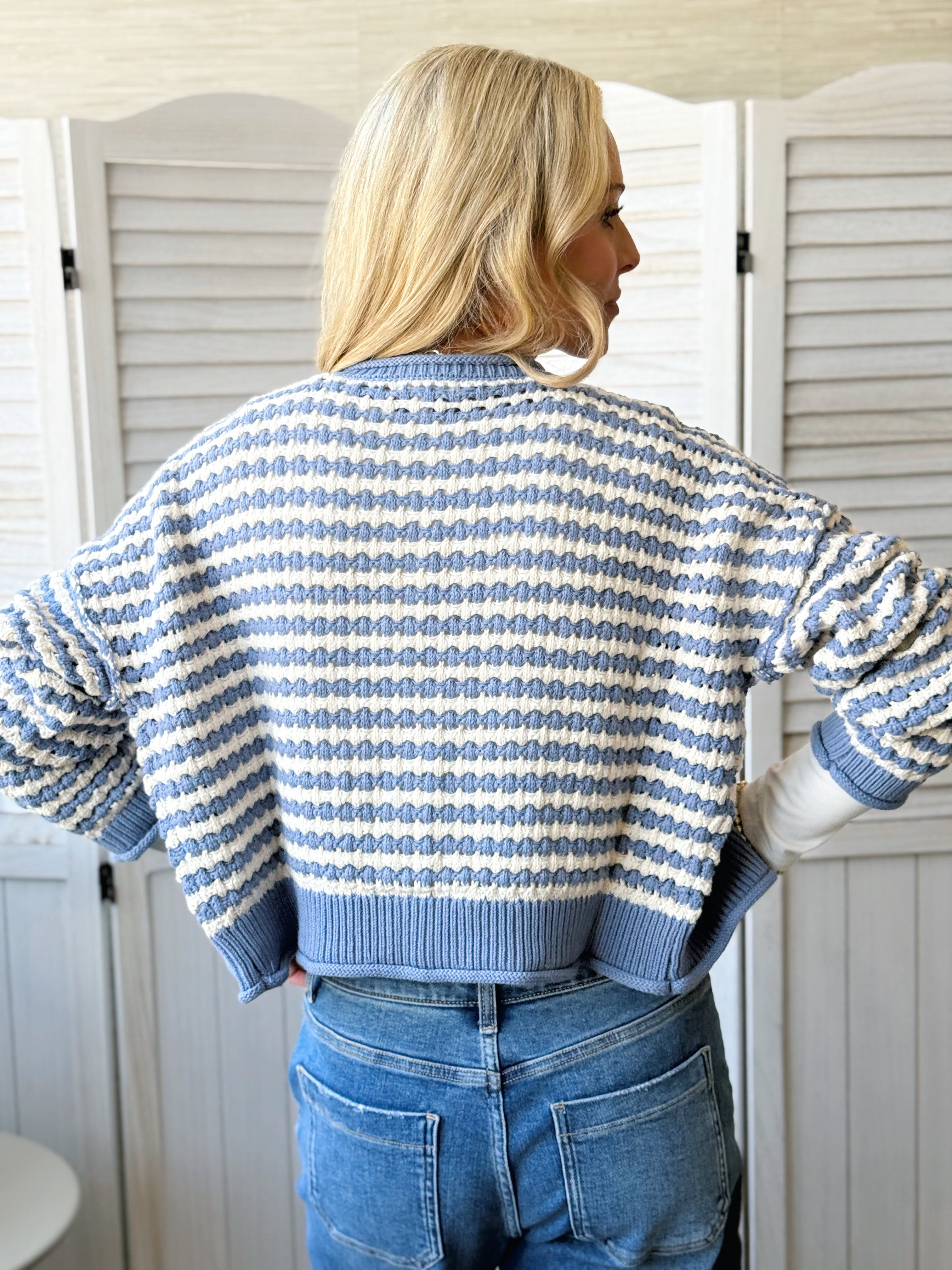 Back on Campus Cardigan - DUSTY BLUE - willows clothing Cardigan