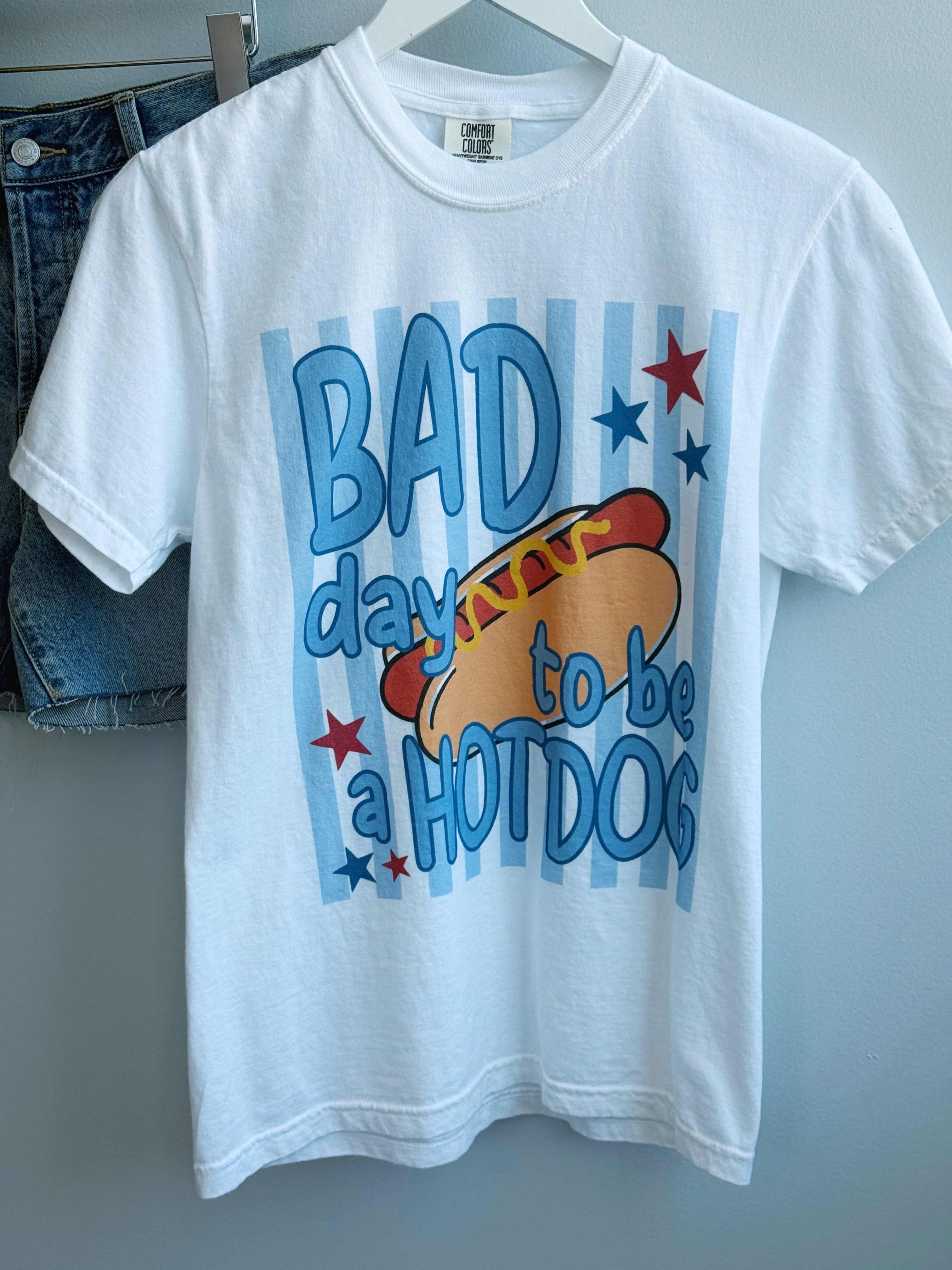 Bad Day to Be a Hotdog Tee - WHITE - willows clothing S/S SHIRT
