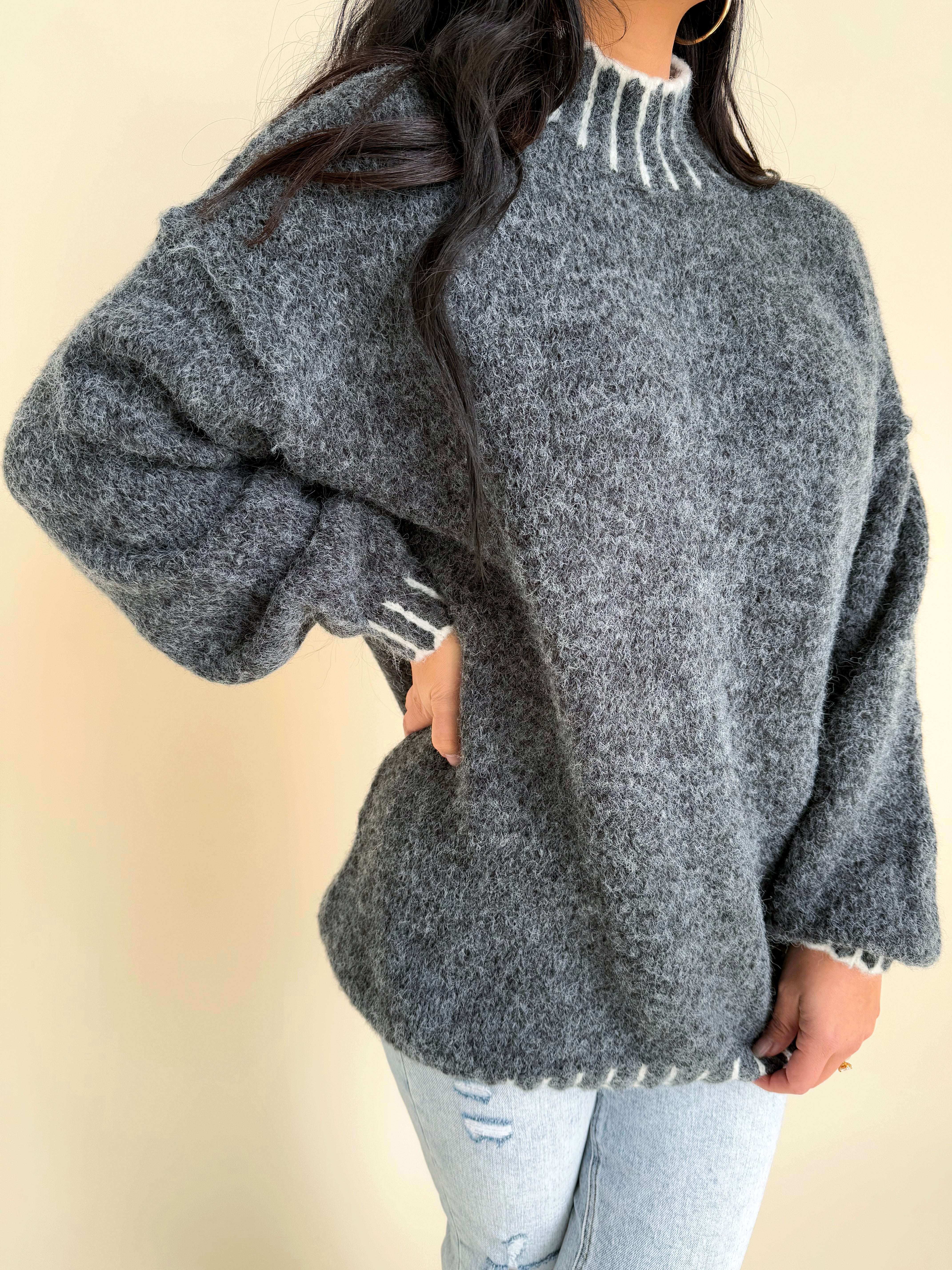 Bailey Sweater - CHARCOAL - willows clothing SWEATER