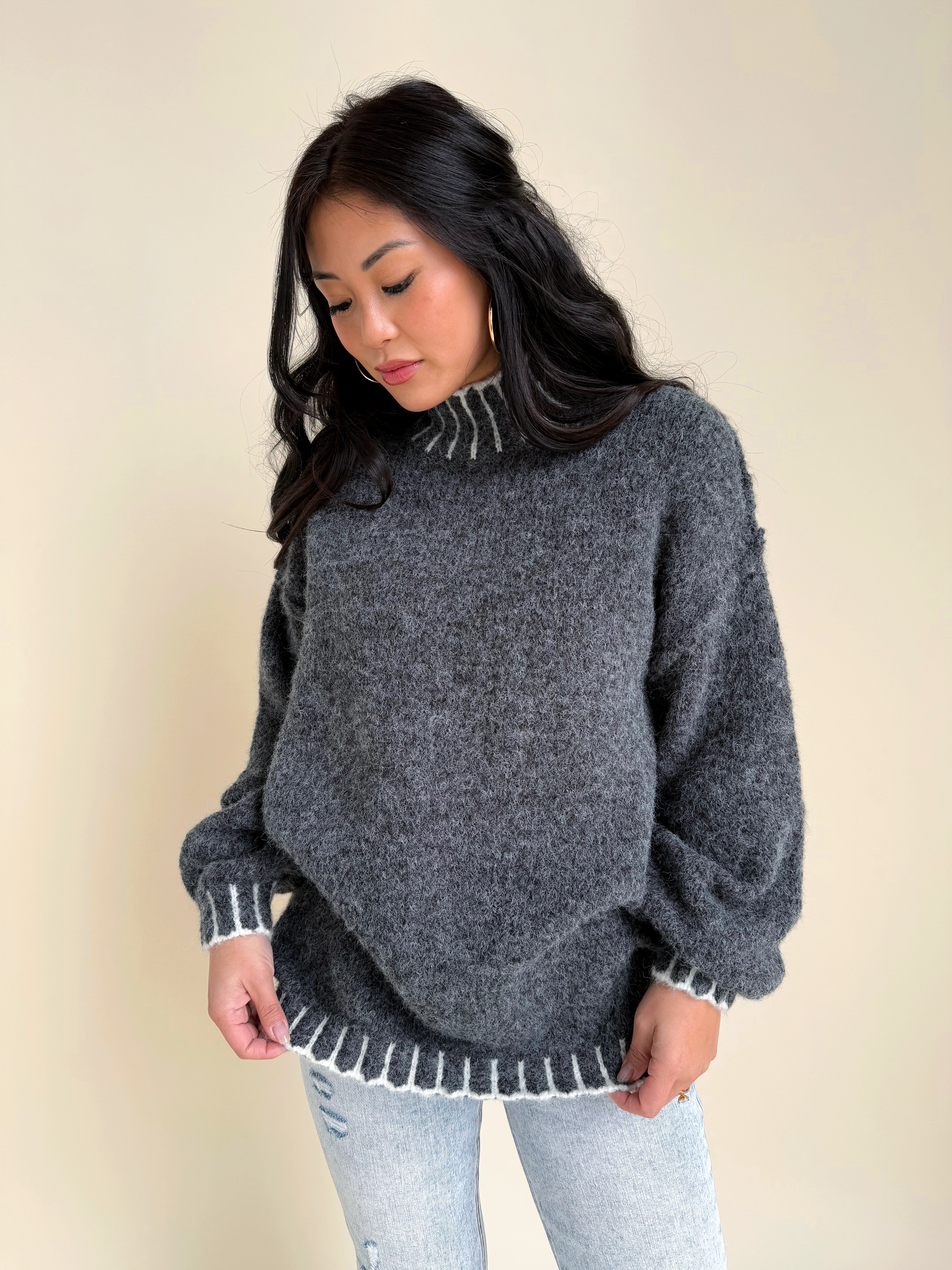 Bailey Sweater - CHARCOAL - willows clothing SWEATER