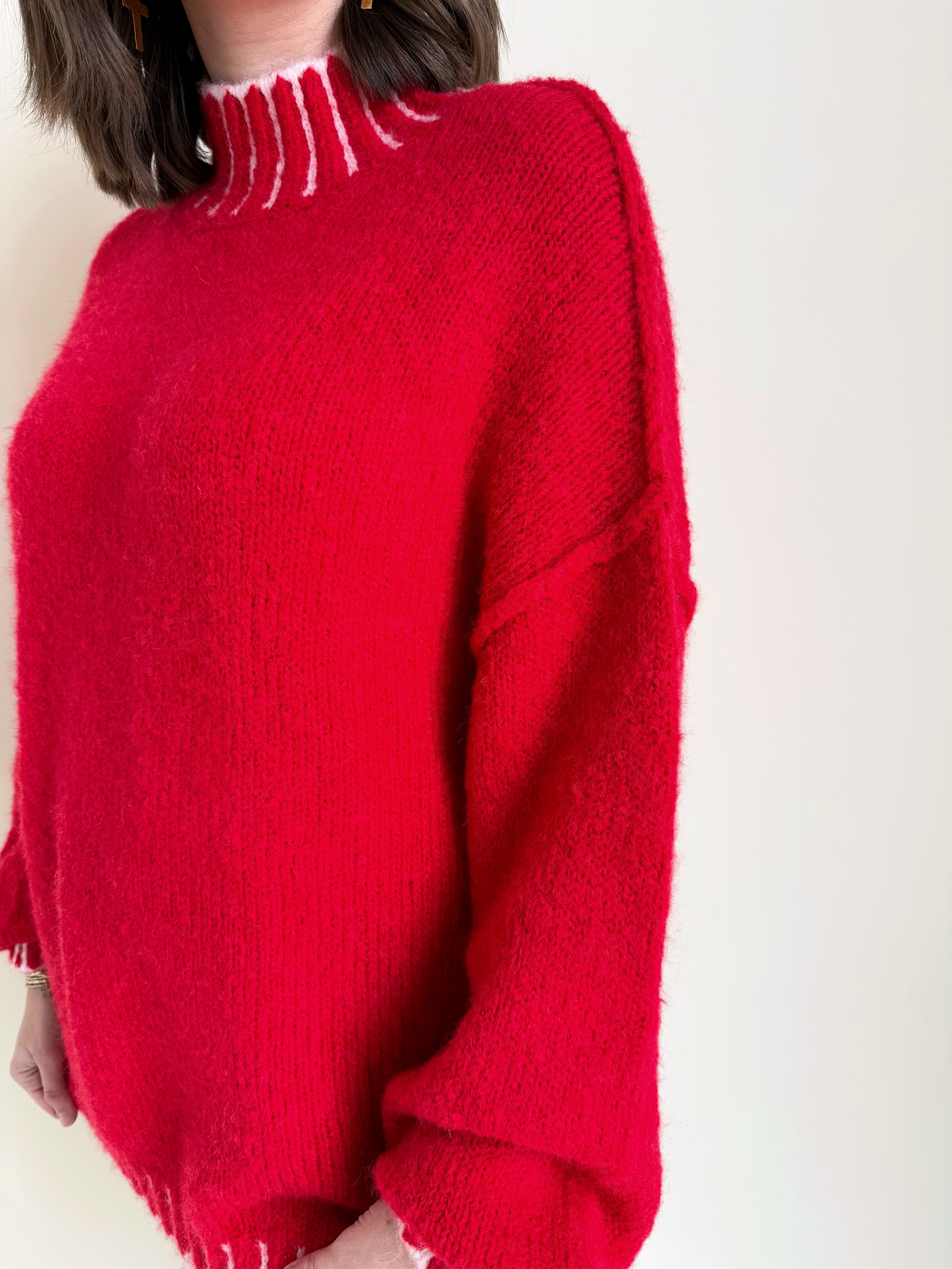 Bailey Sweater - SCARLET RED - willows clothing SWEATER