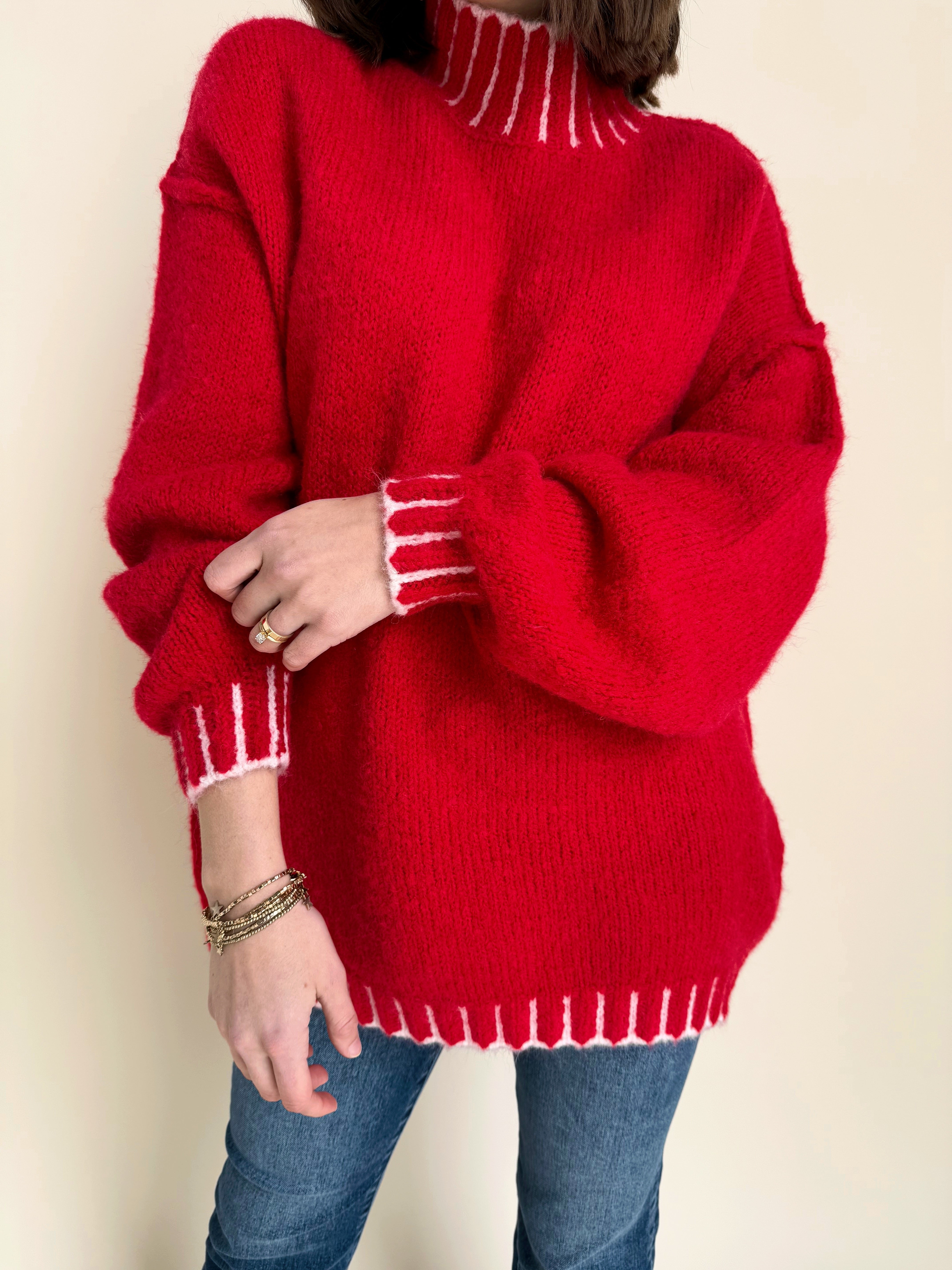 Bailey Sweater - SCARLET RED - willows clothing SWEATER