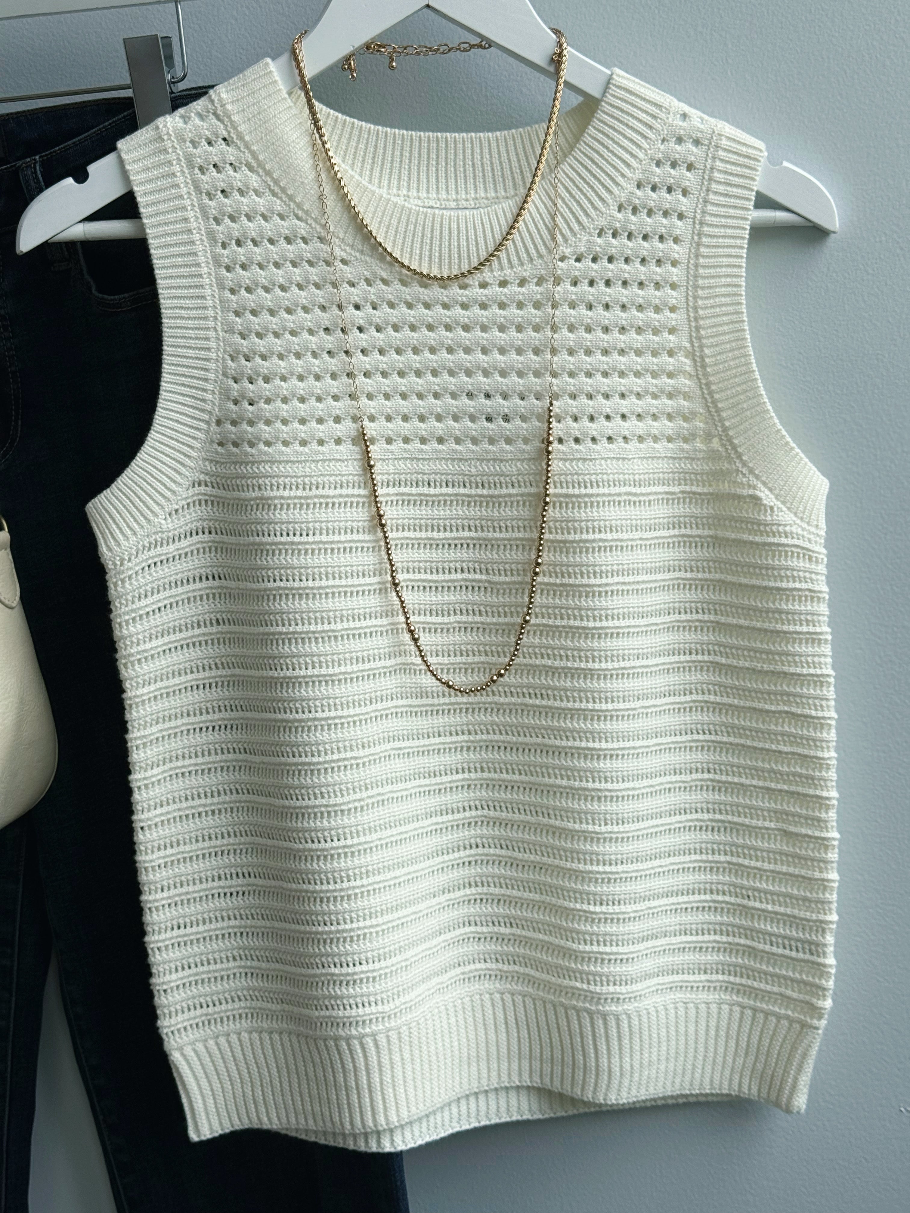 Barrett Sweater Tank - OFF WHITE - willows clothing SWEATER