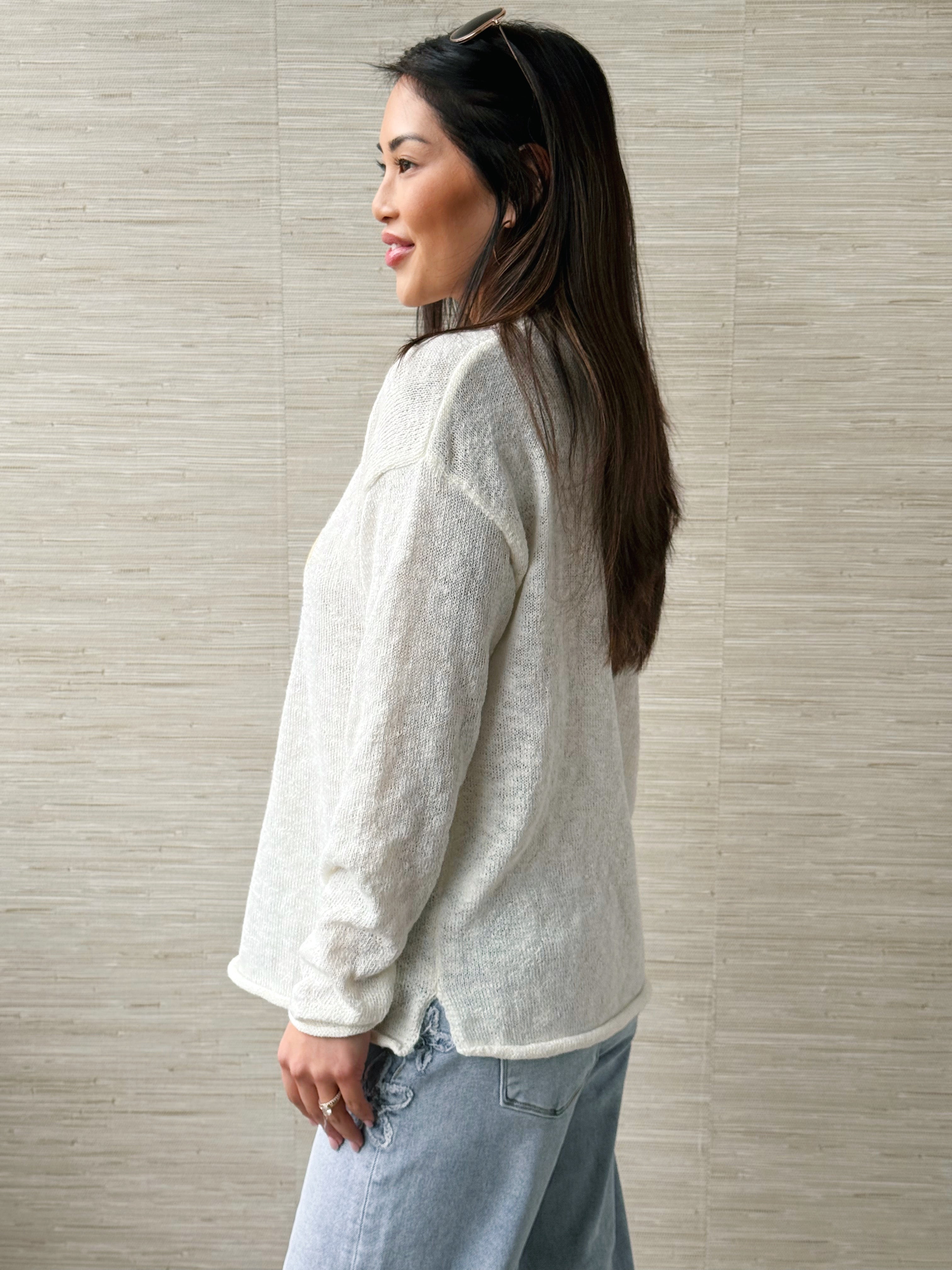 Beach Day Sweater - WHITE - willows clothing SWEATER