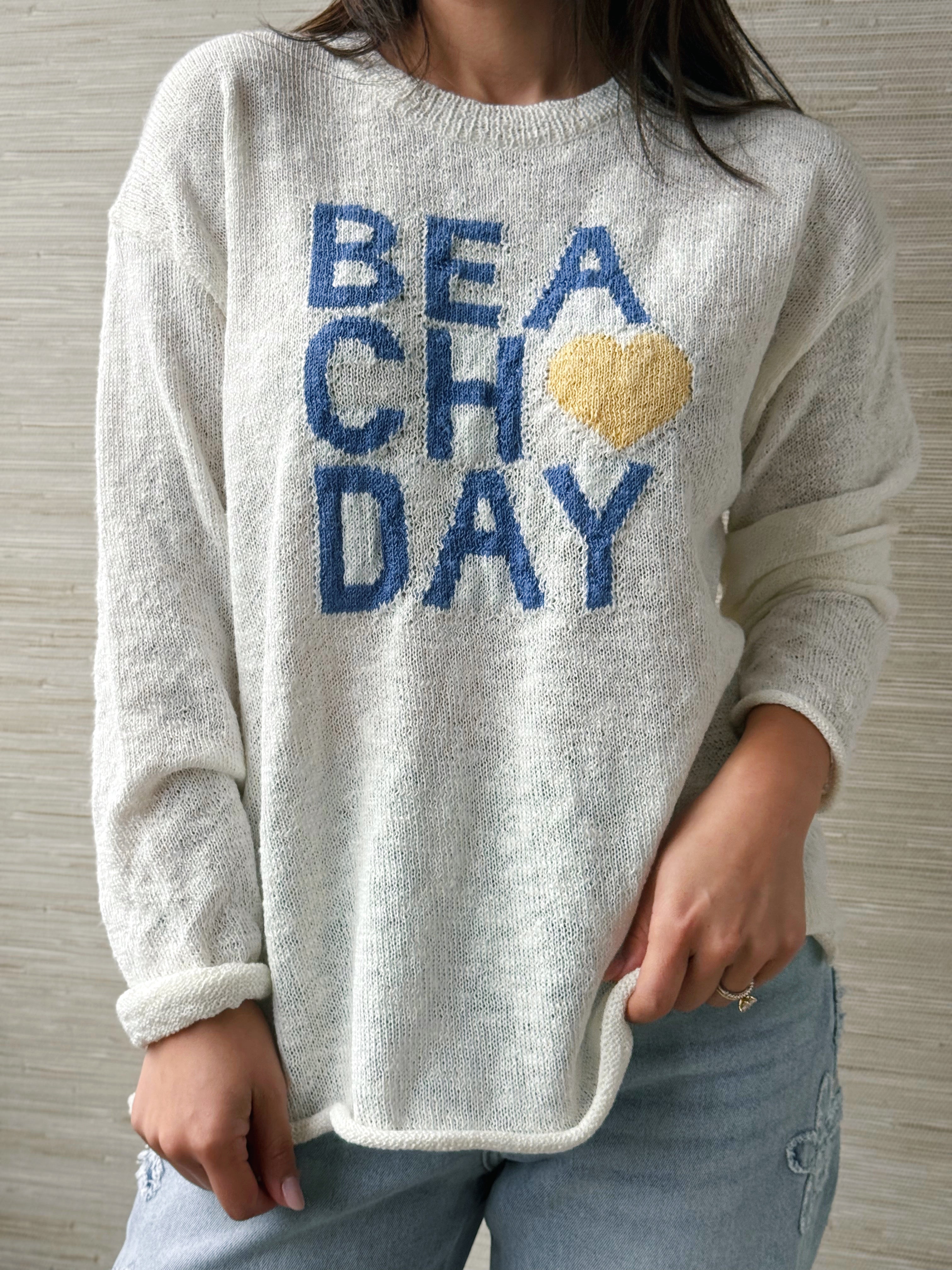 Beach Day Sweater - WHITE - willows clothing SWEATER