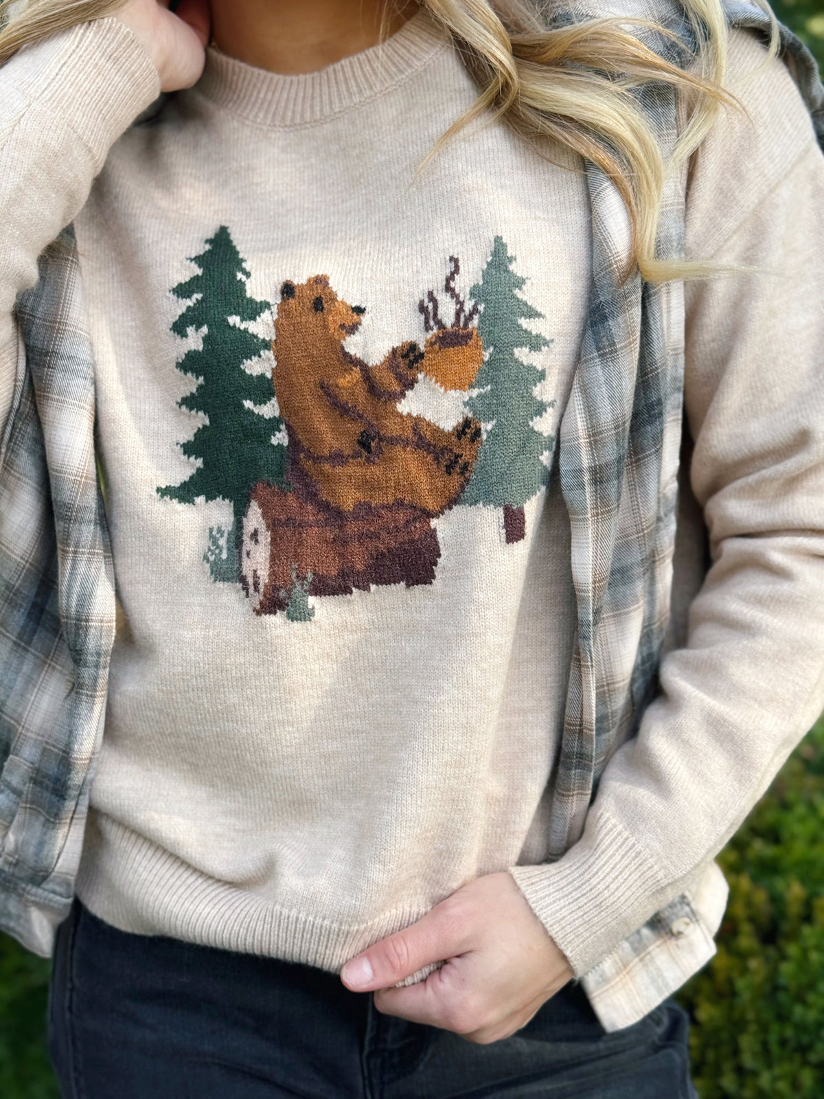 Bearly Awake Sweater - OATMEAL - willows clothing SWEATER