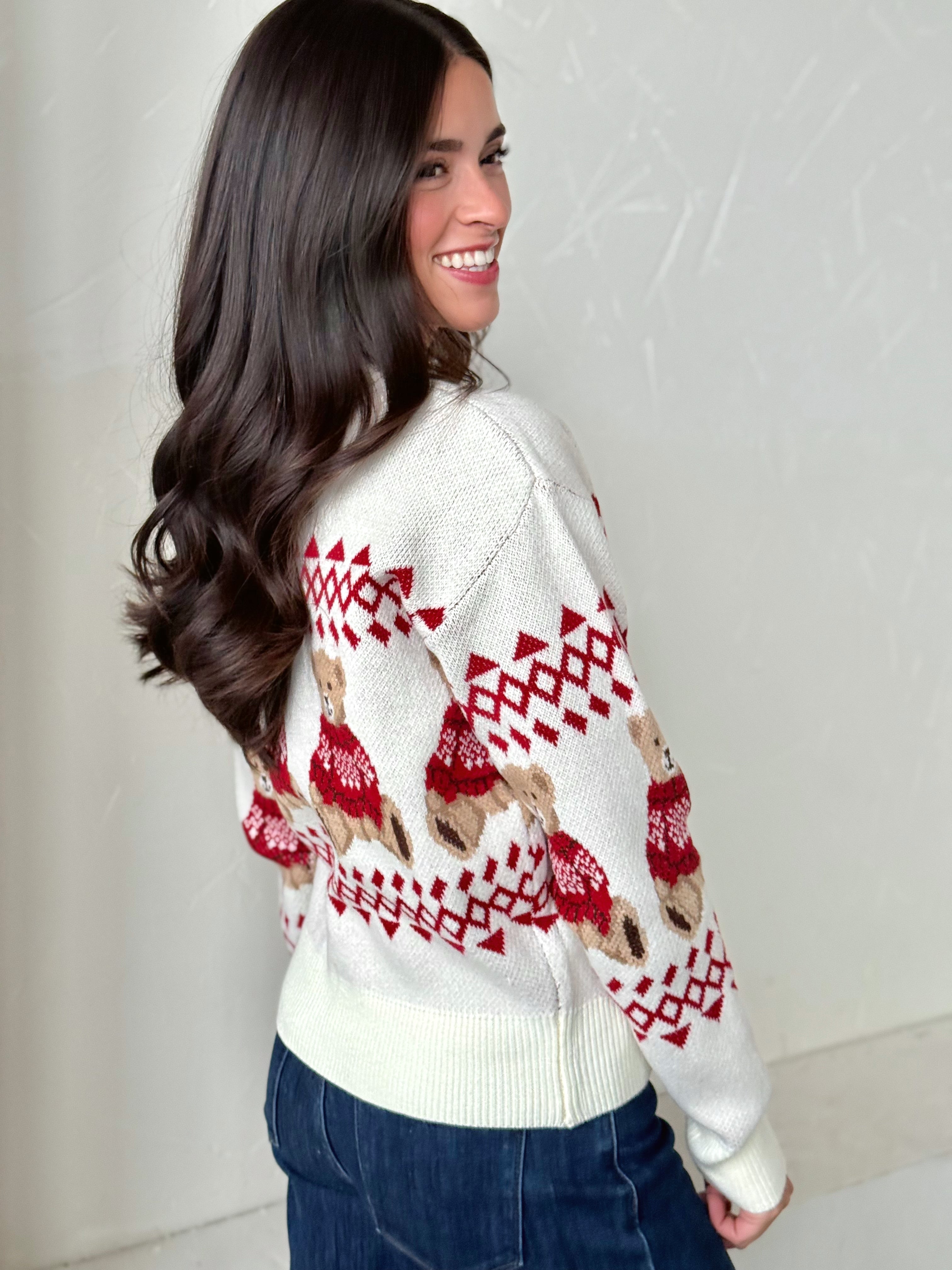 Beary Christmas Sweater - CREAM - willows clothing SWEATER
