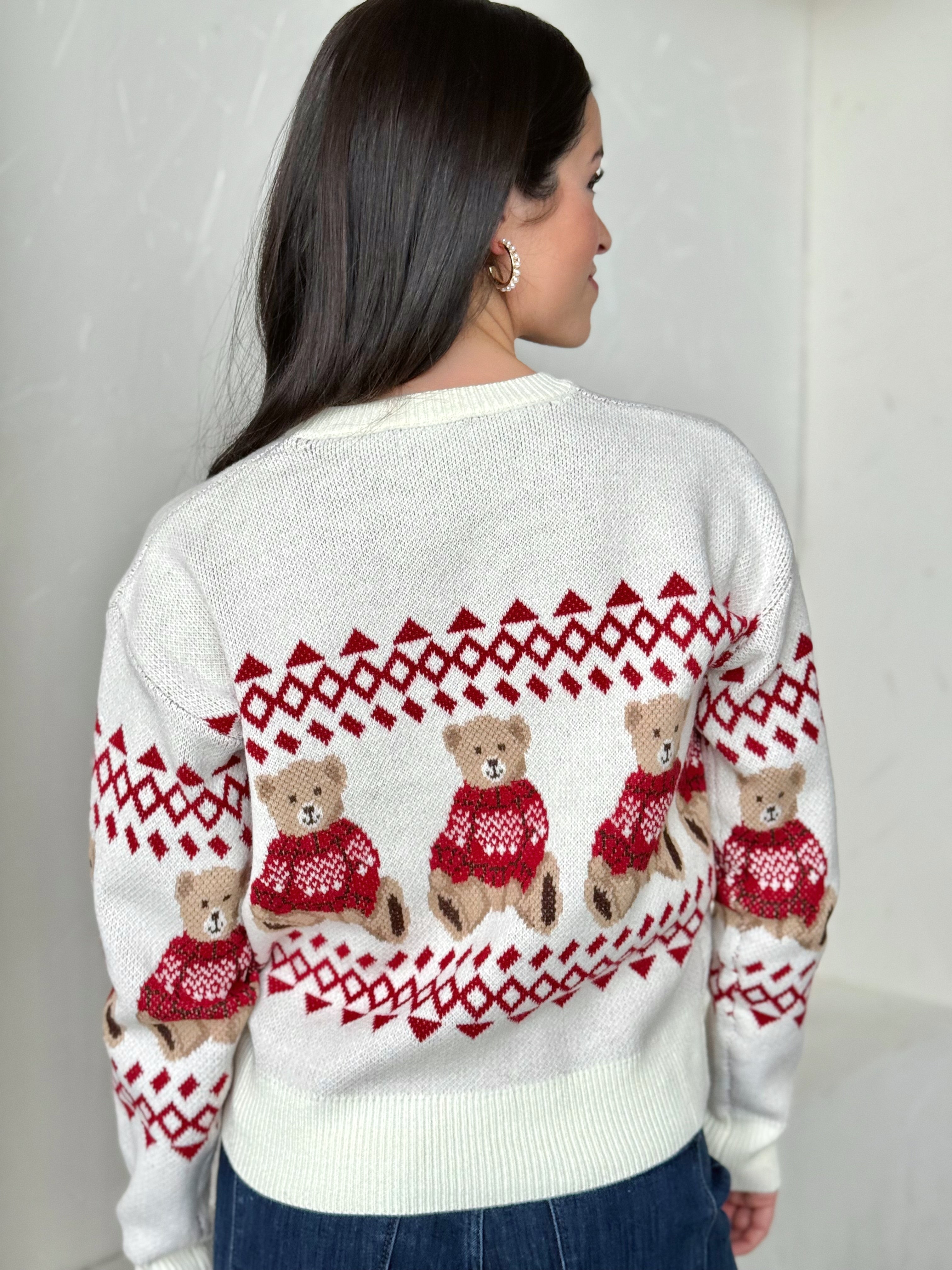 Beary Christmas Sweater - CREAM - willows clothing SWEATER