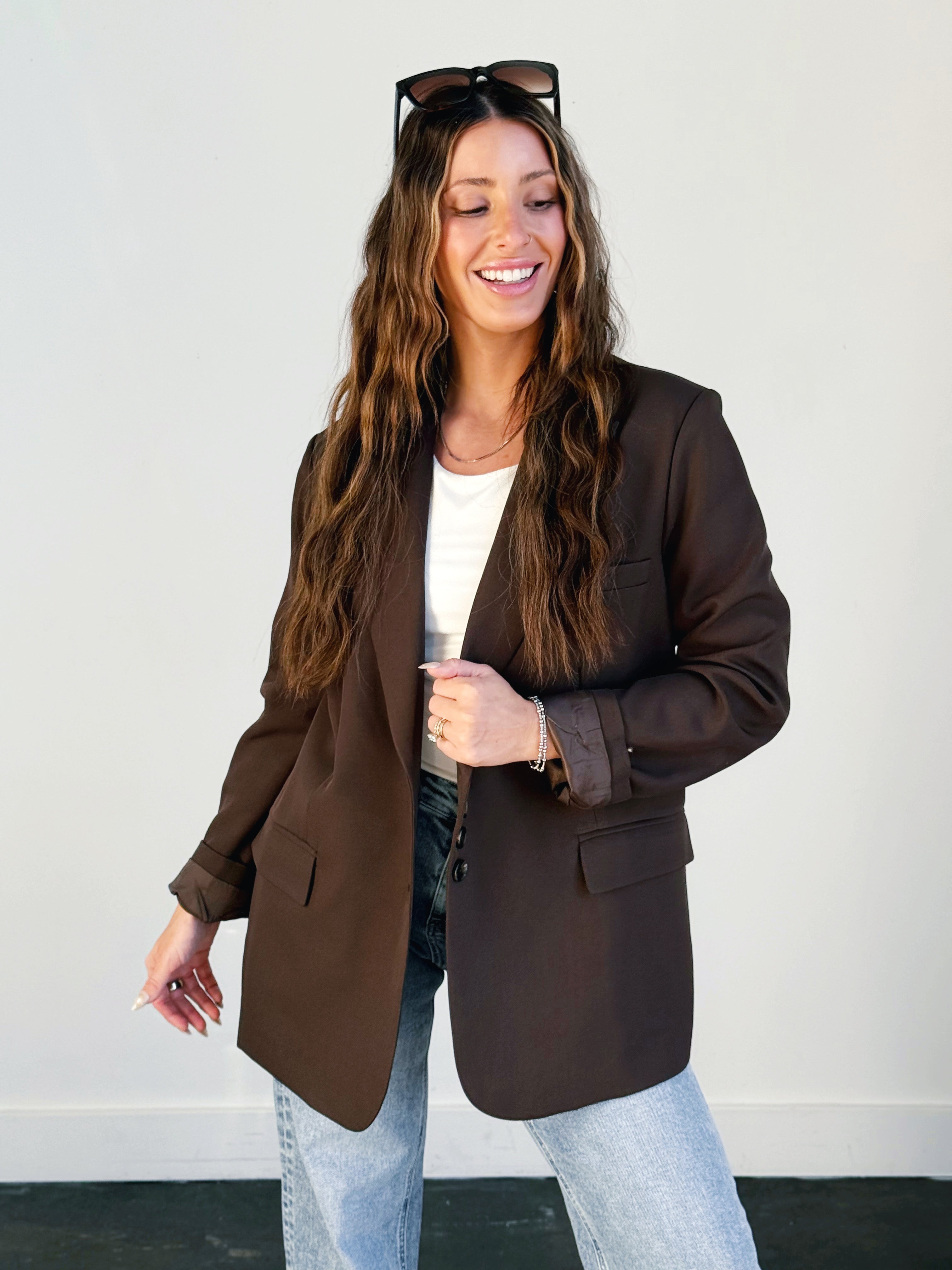 Belmont Blazer - BROWN - willows clothing BLAZER