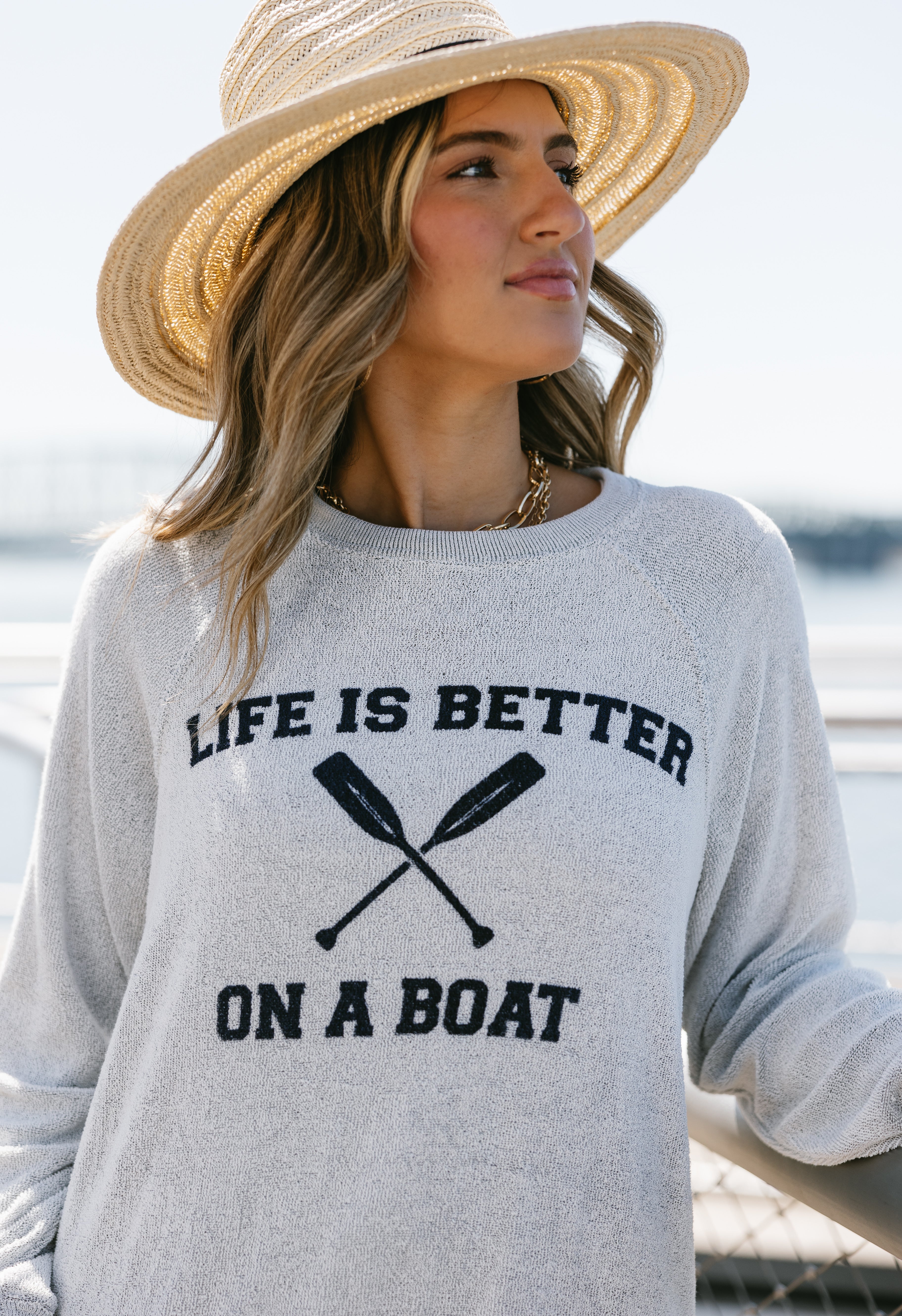Better On A Boat Sweatshirt - GREY - willows clothing SWEATSHIRT
