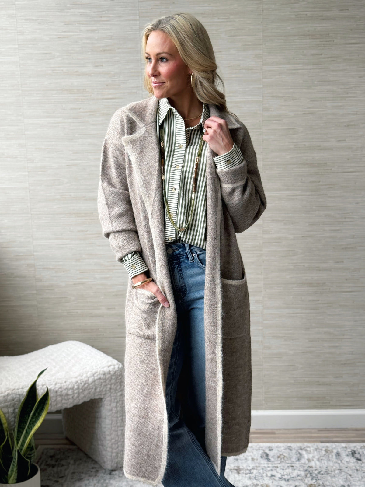 Bi-Zi Farms Cardigan - BEIGE - willows clothing Cardigan