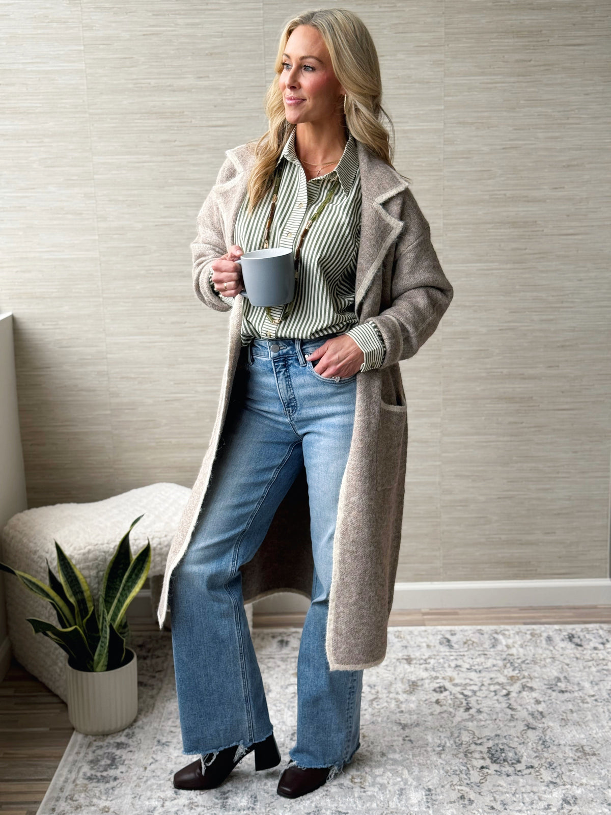 Bi-Zi Farms Cardigan - BEIGE - willows clothing Cardigan