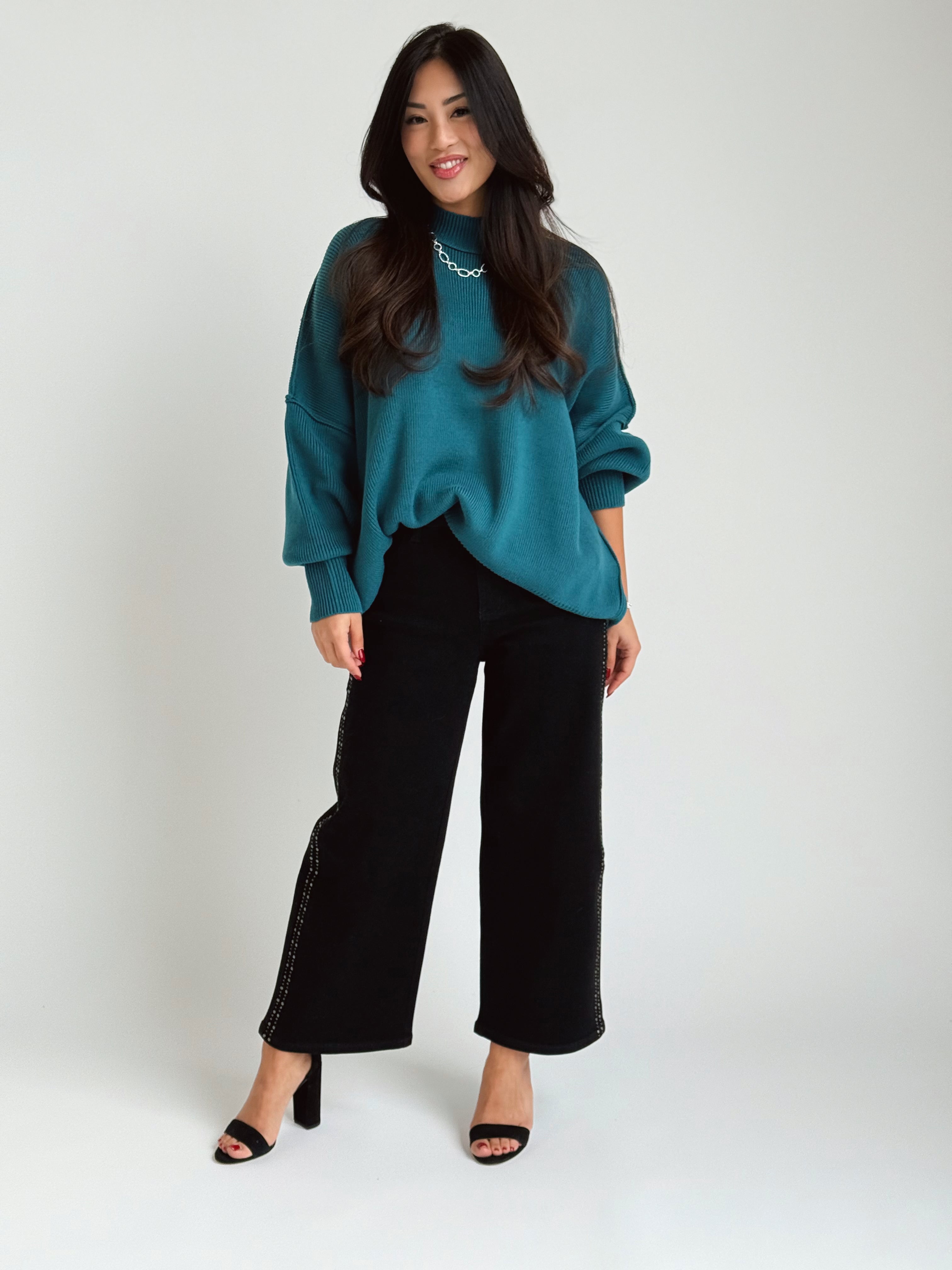 Blaire Sweater - TEAL - willows clothing SWEATER