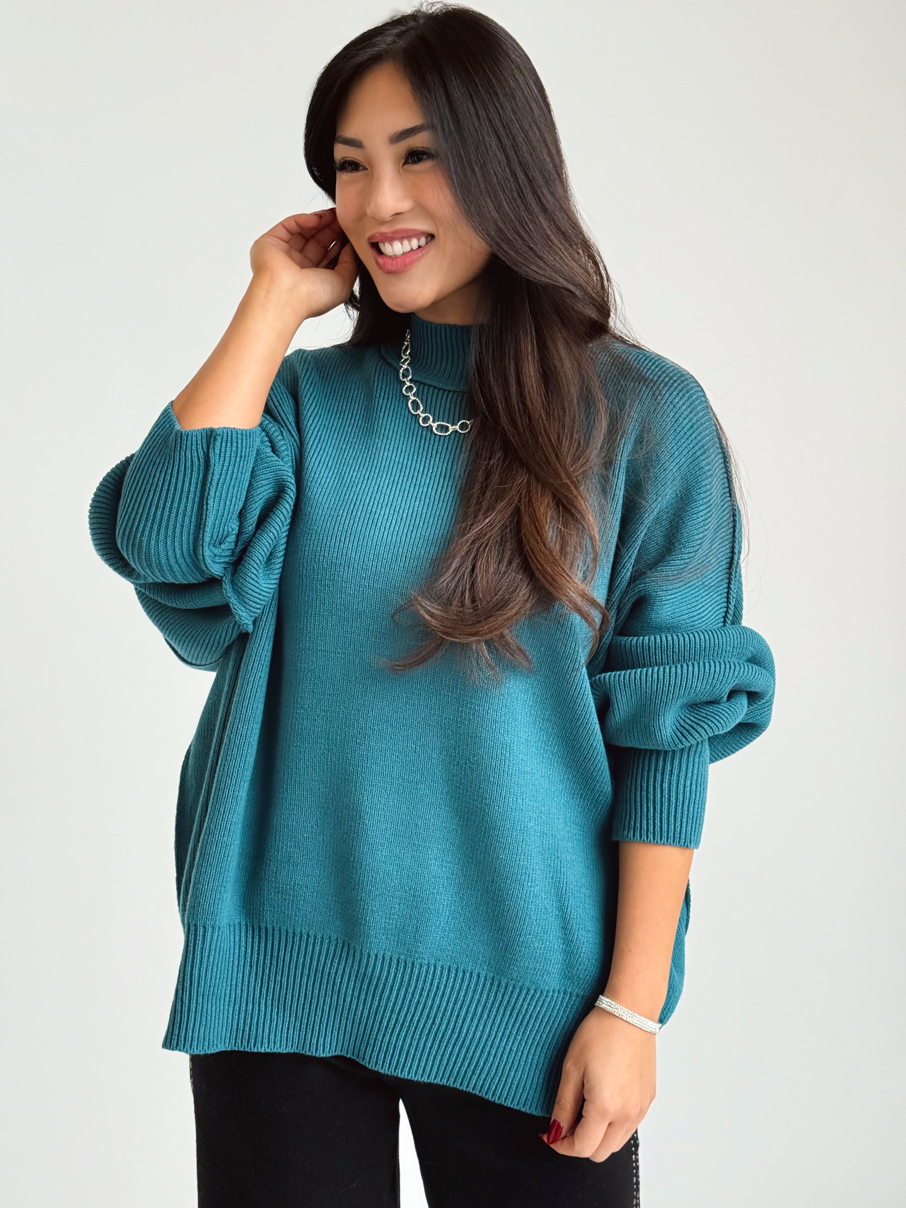Blaire Sweater - TEAL - willows clothing SWEATER