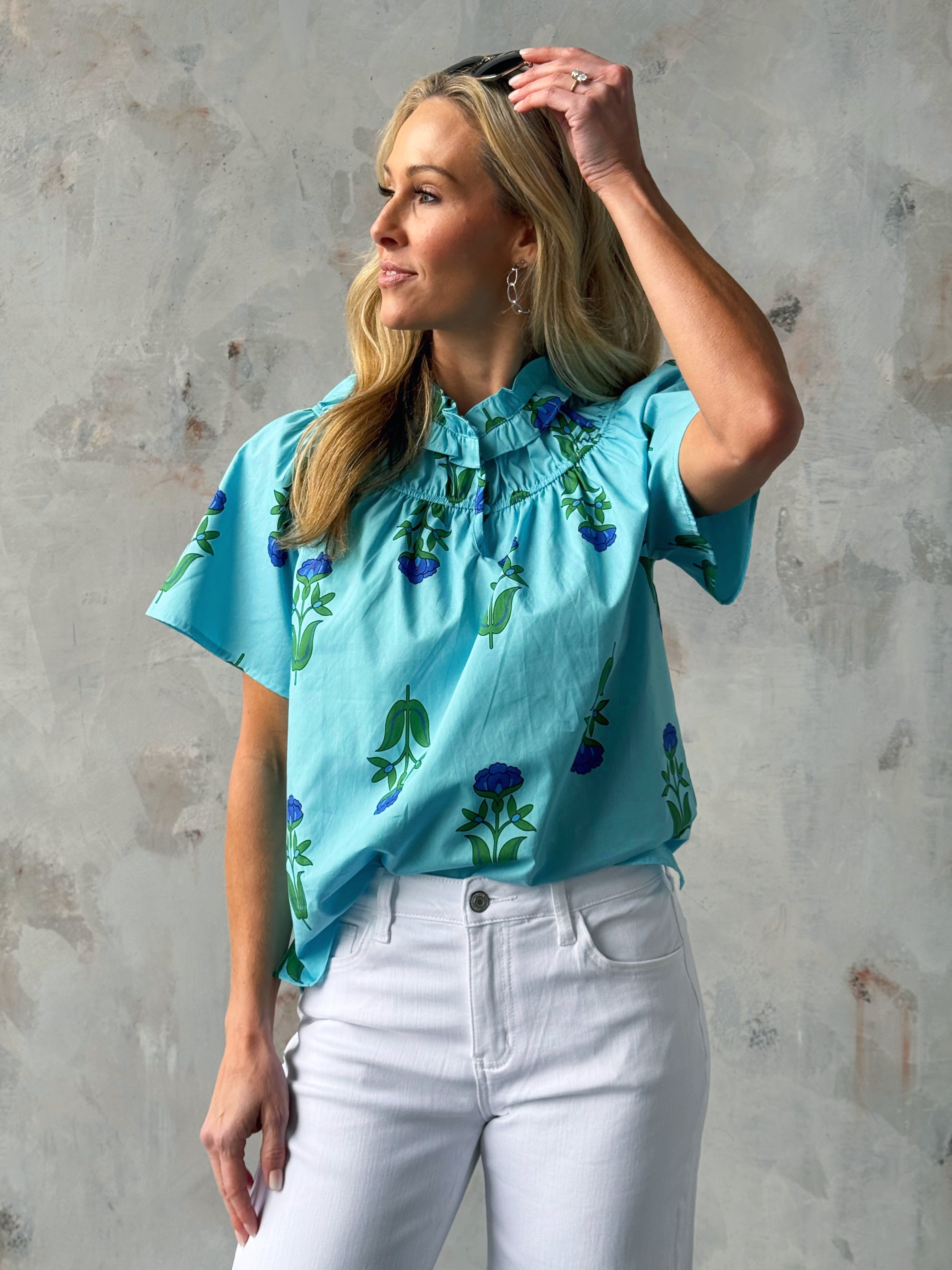 Bluebell Blouse - BLUE - willows clothing BLOUSE