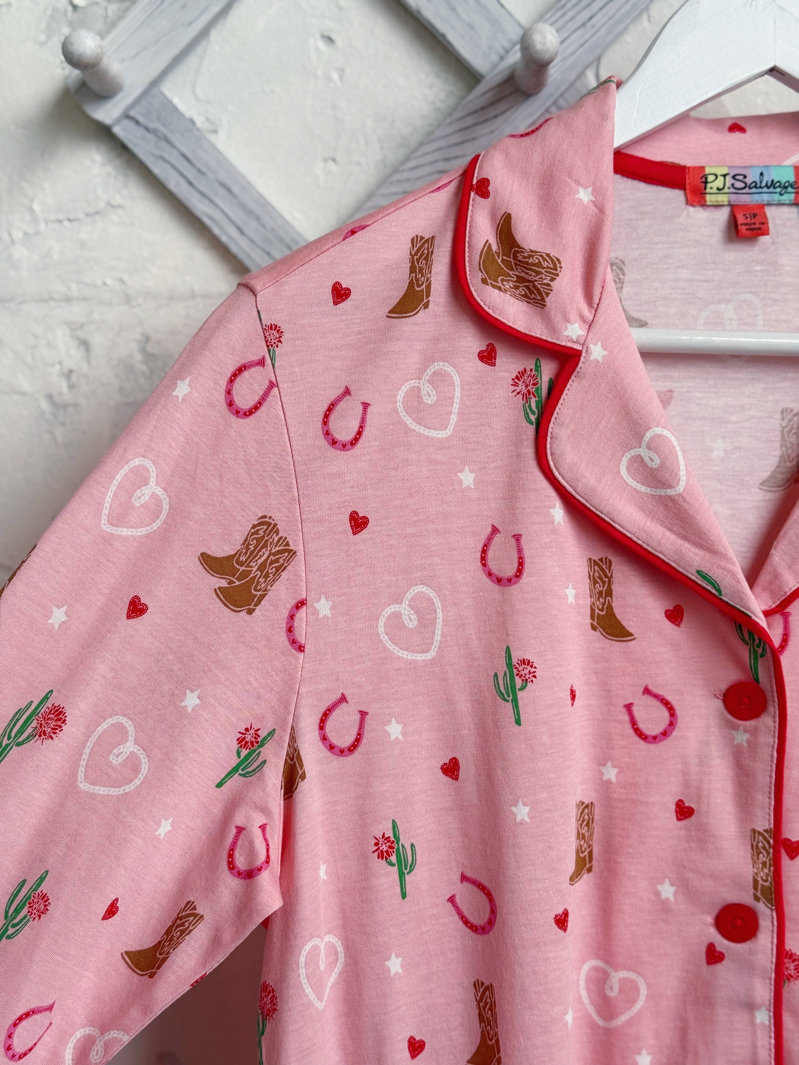 Boot Scootin' PJ Set - PETAL PINK - willows clothing Pajamas