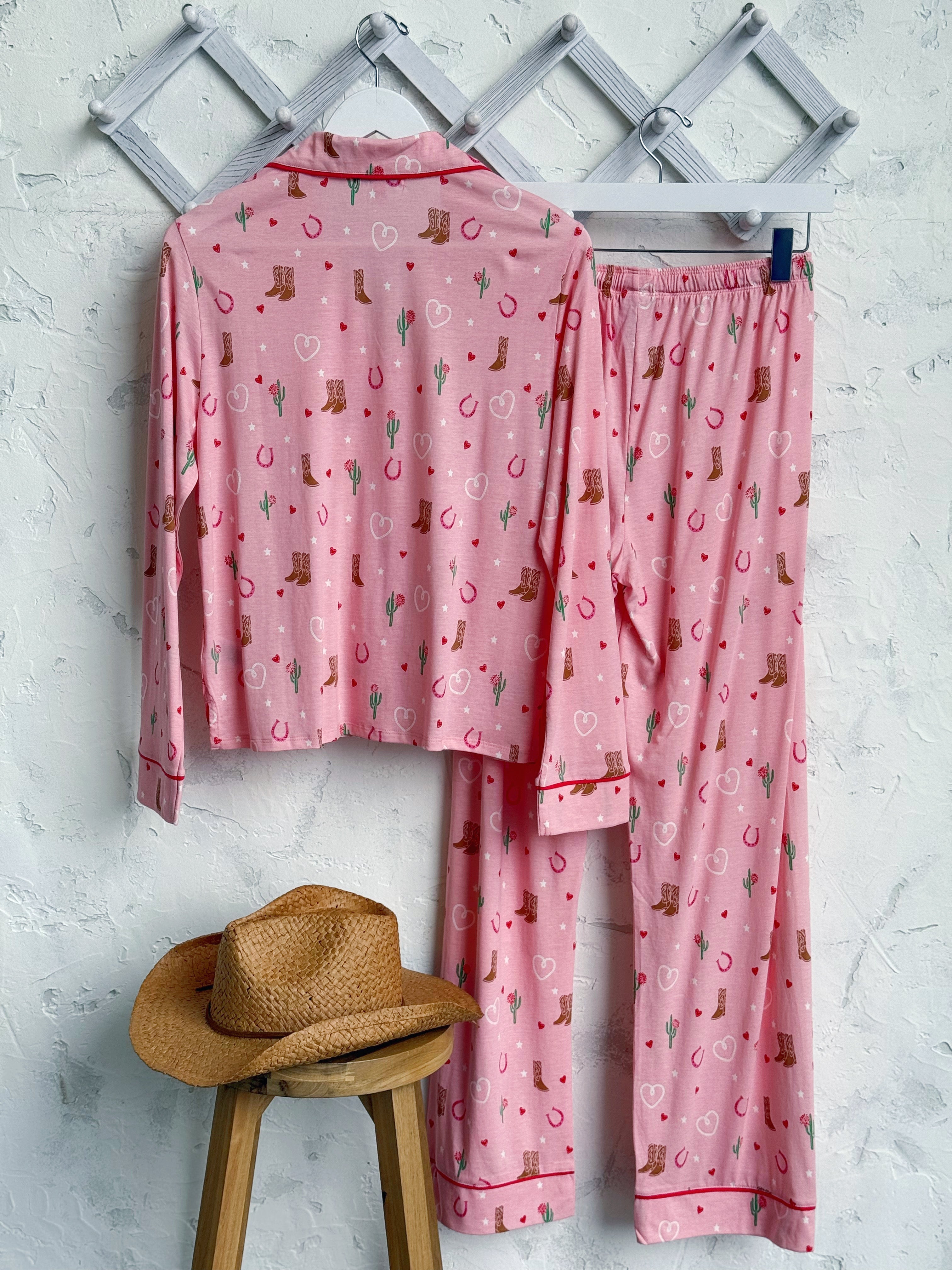 Boot Scootin' PJ Set - PETAL PINK - willows clothing Pajamas