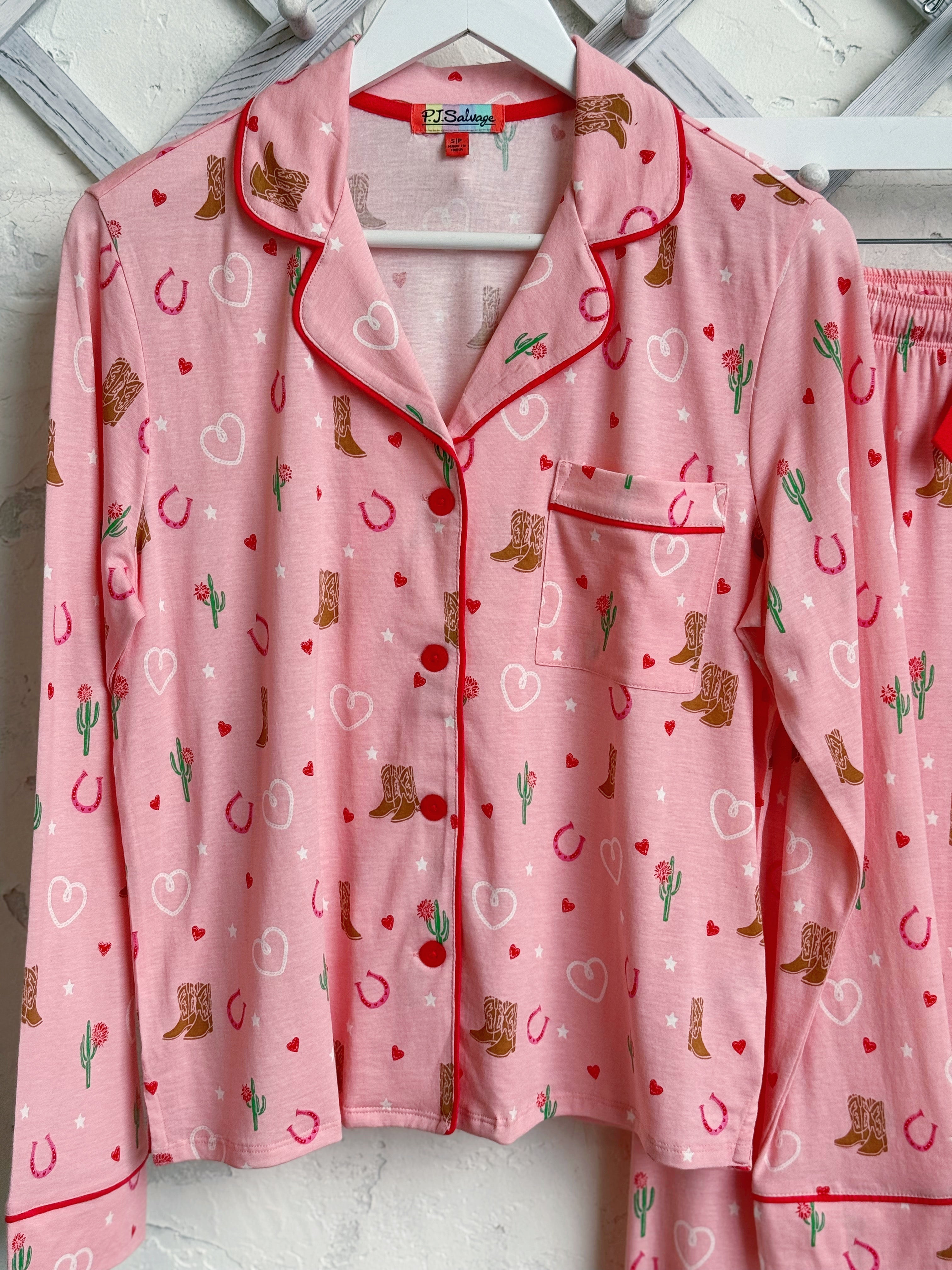 Boot Scootin' PJ Set - PETAL PINK - willows clothing Pajamas