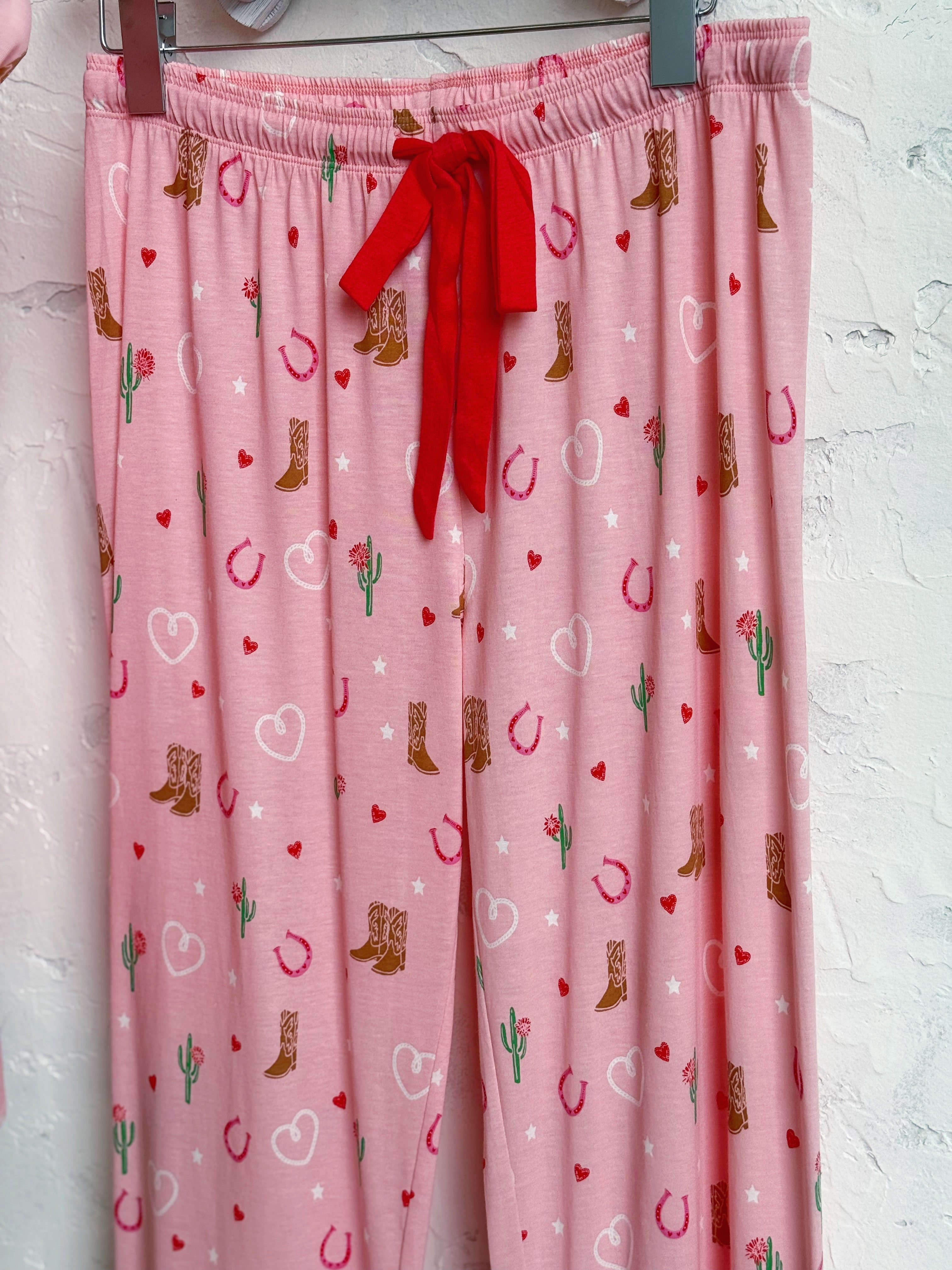 Boot Scootin' PJ Set - PETAL PINK - willows clothing Pajamas