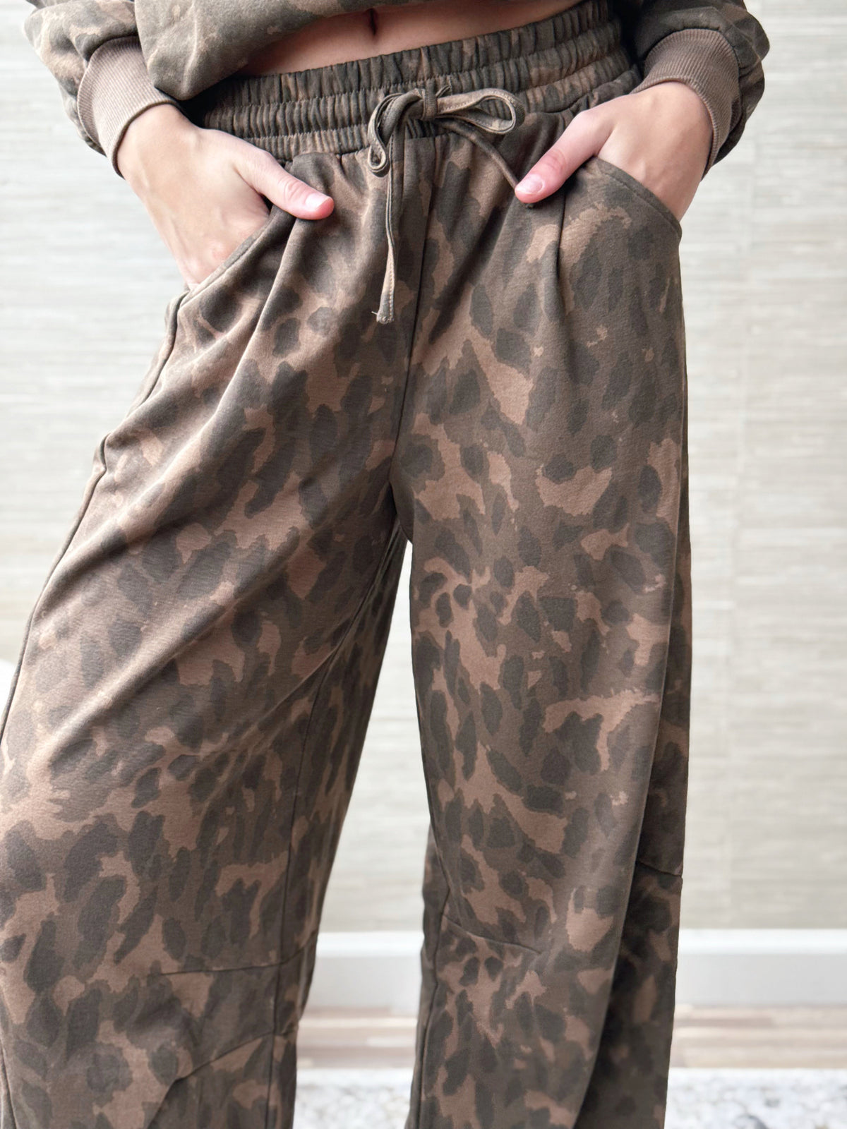 Born to Roam Barrel Pants - MOCHA ABSTRACT SPOT - willows clothing Sweatpants