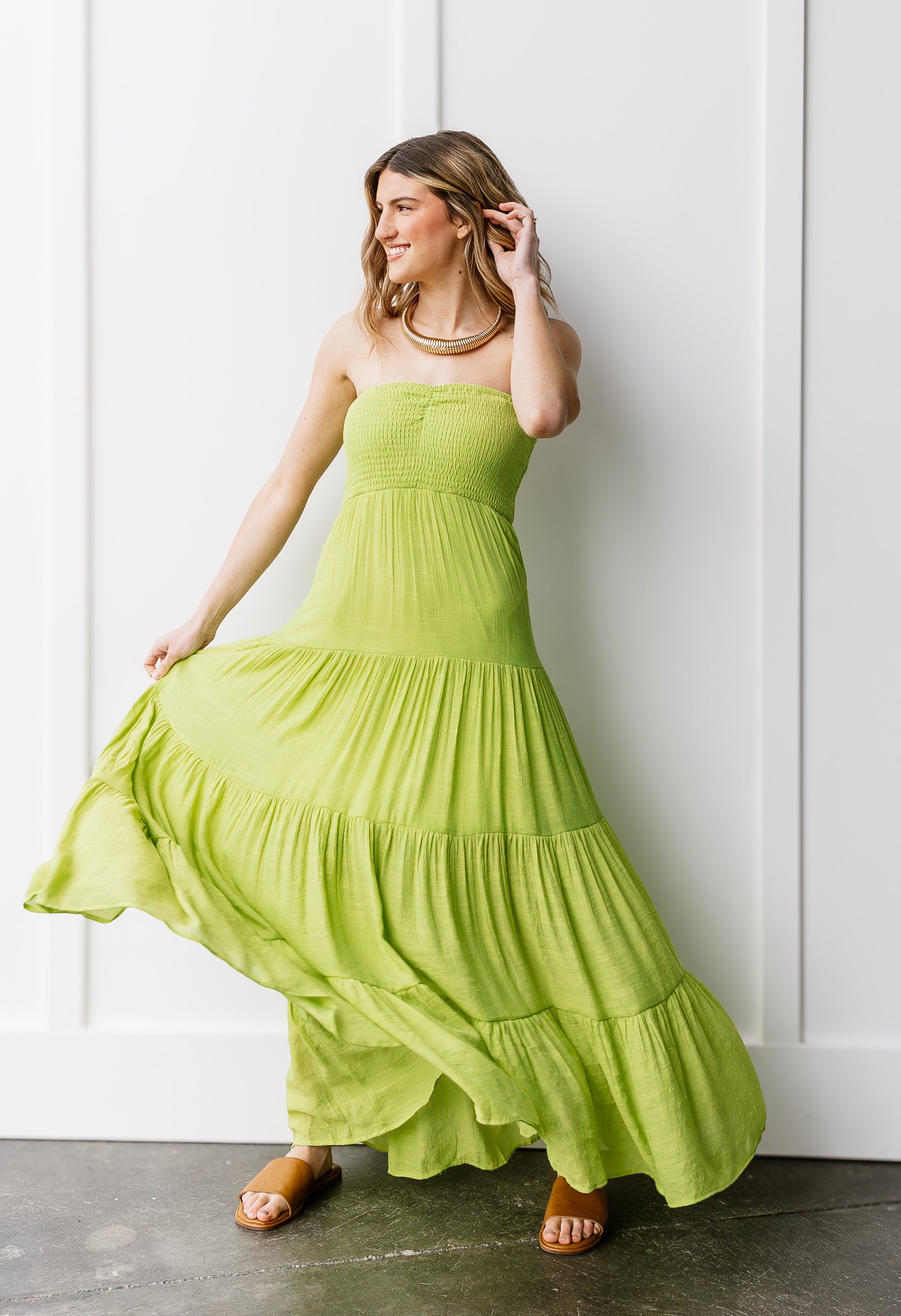 Bossa Nova Dress - LIME - willows clothing Long Dress
