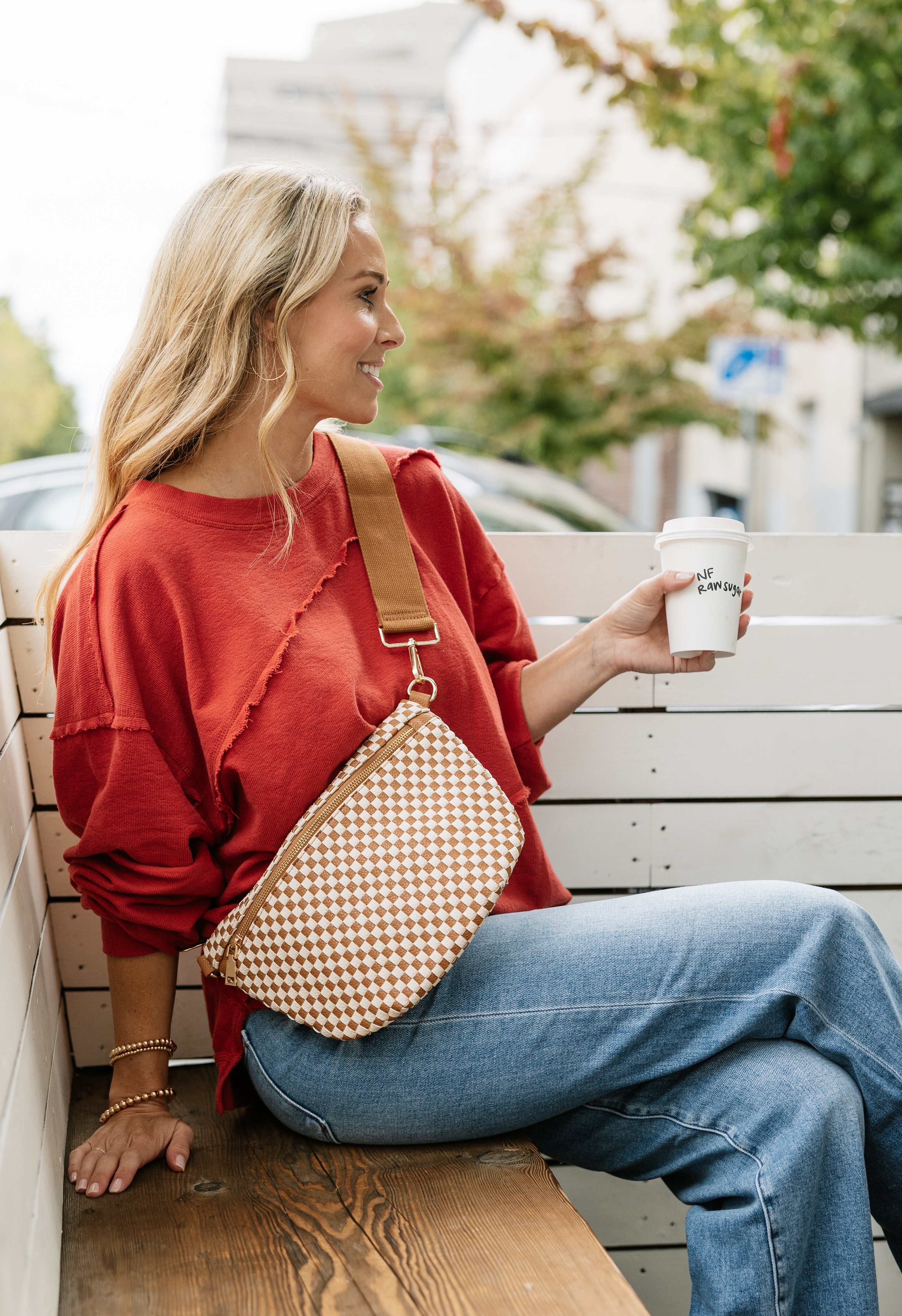 Boulevard Crossbody - CHECKERED BROWN - willows clothing Crossbody