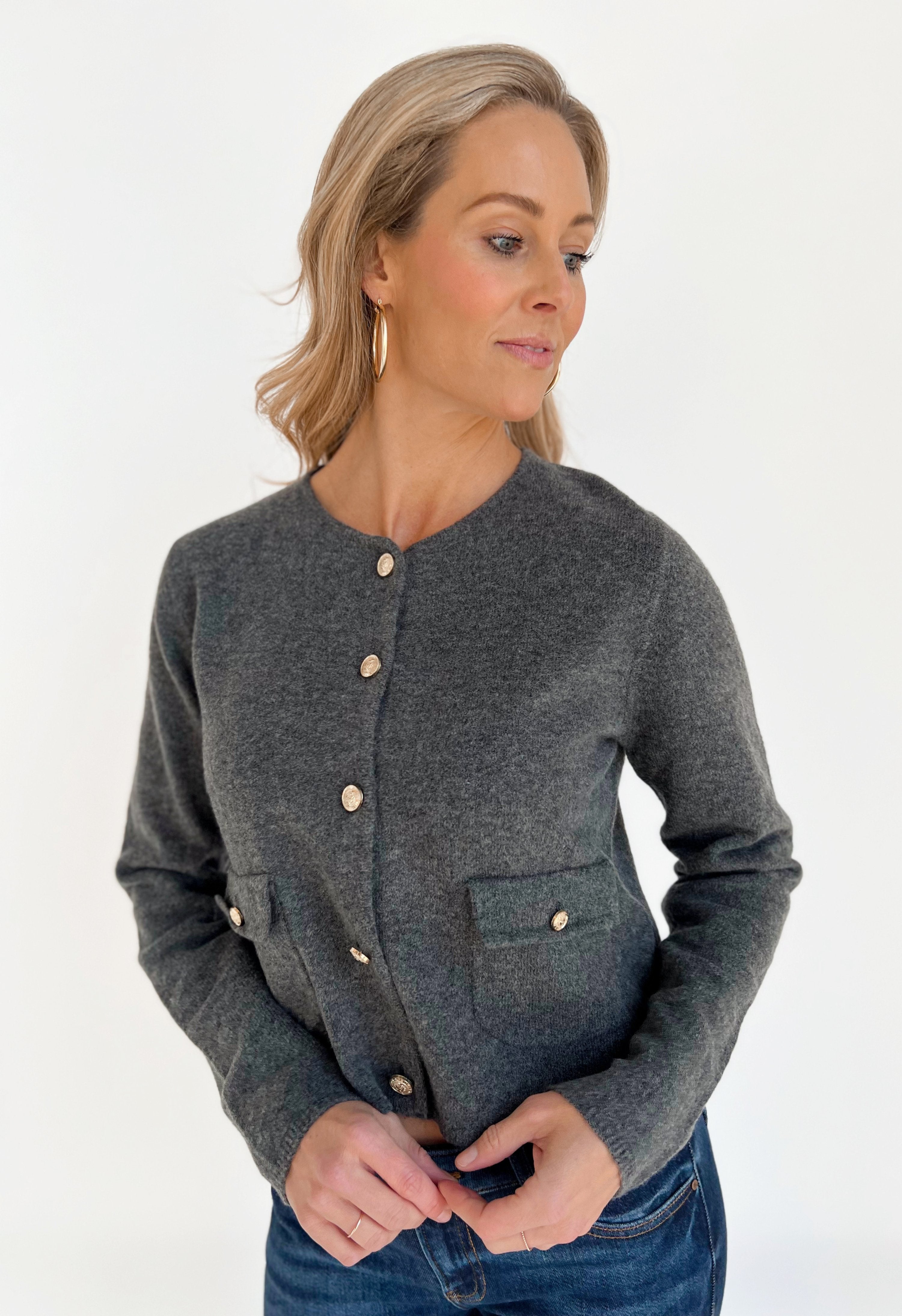 By Your Side Cardigan - CHARCOAL - willows clothing Cardigan