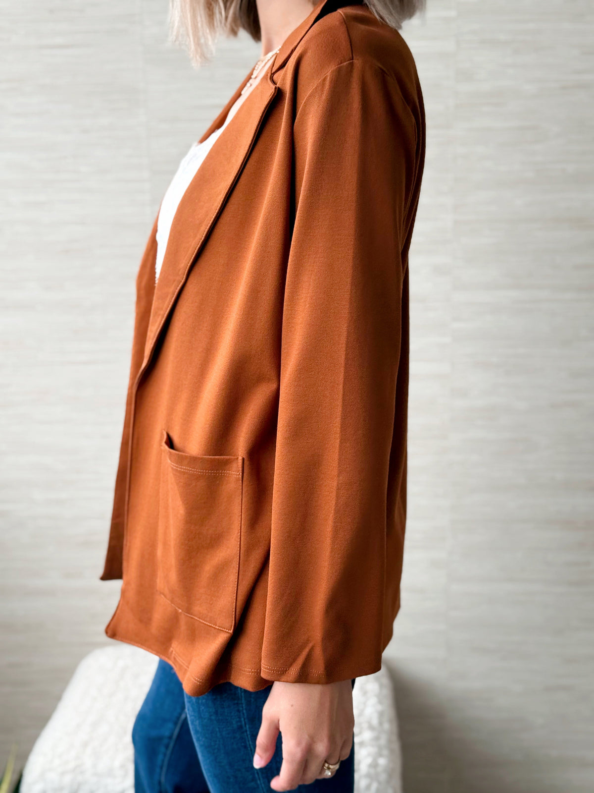 Candlelight Season Blazer - MOCHA BROWN - willows clothing BLAZER