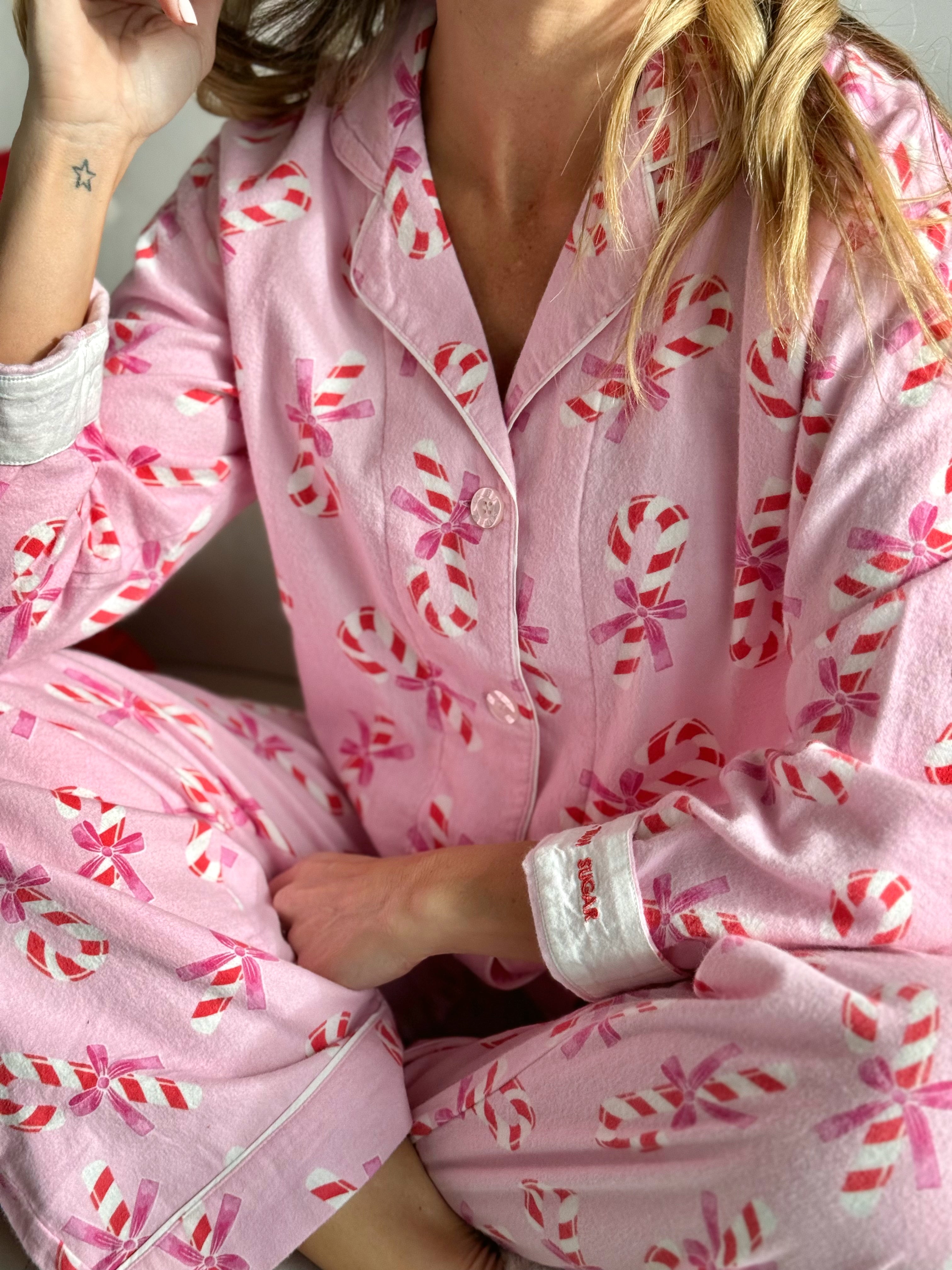 Candy Cane Cutie PJ Set - BABY PINK - willows clothing Pajamas