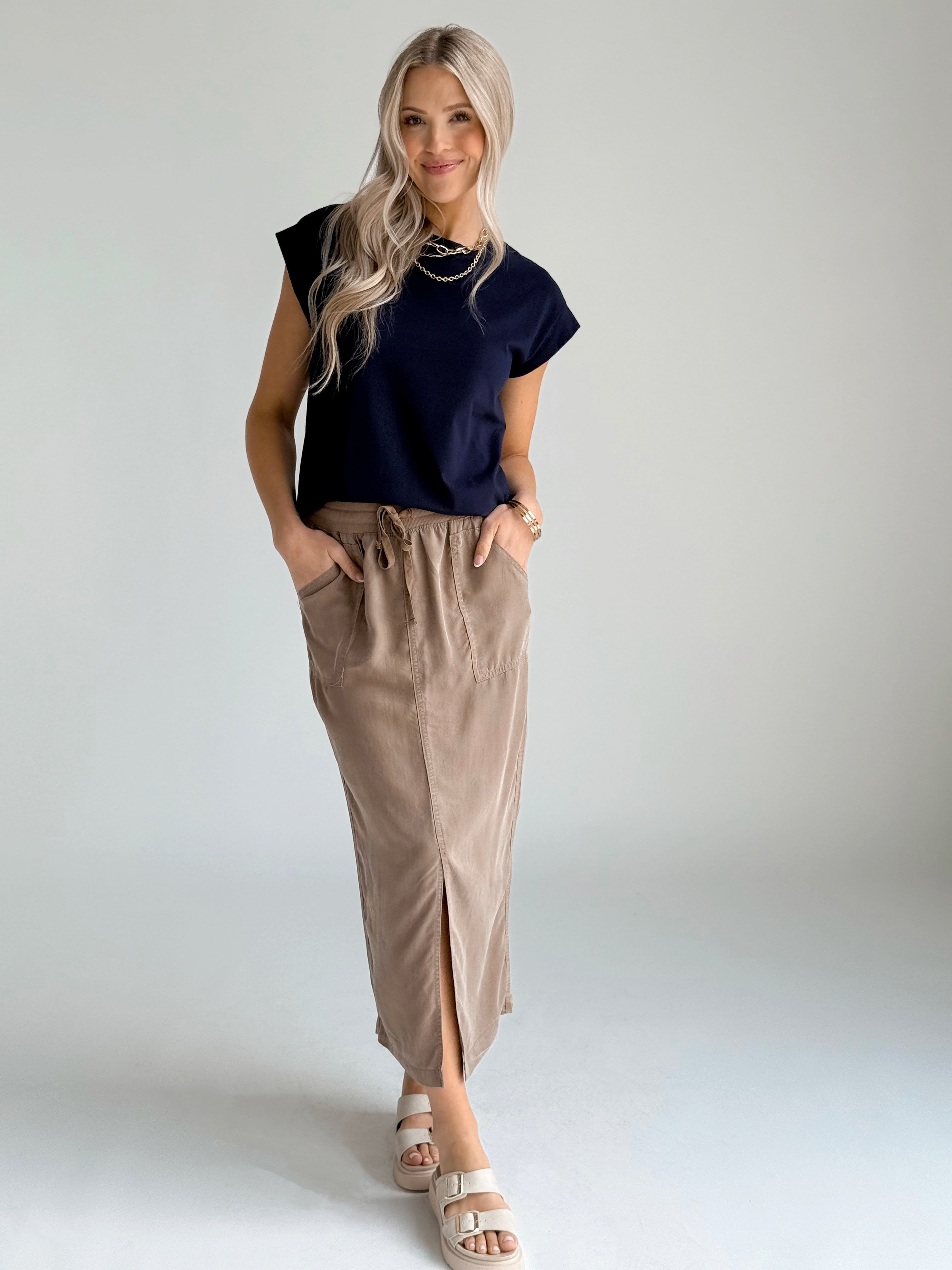 Canyon Skirt - MOCHA - willows clothing MIDI SKIRT