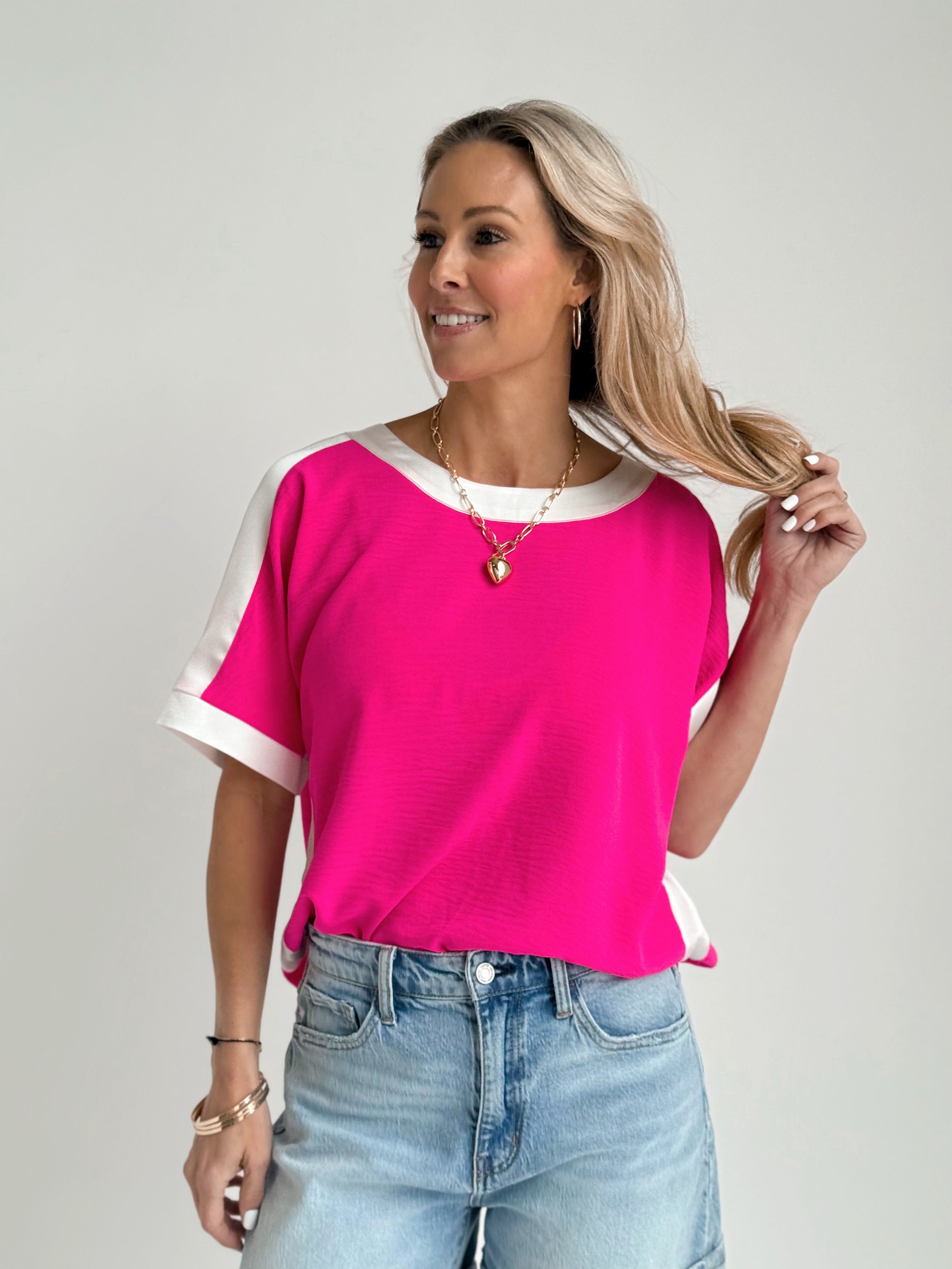 Capri Tee - HOT PINK - willows clothing S/S SHIRT