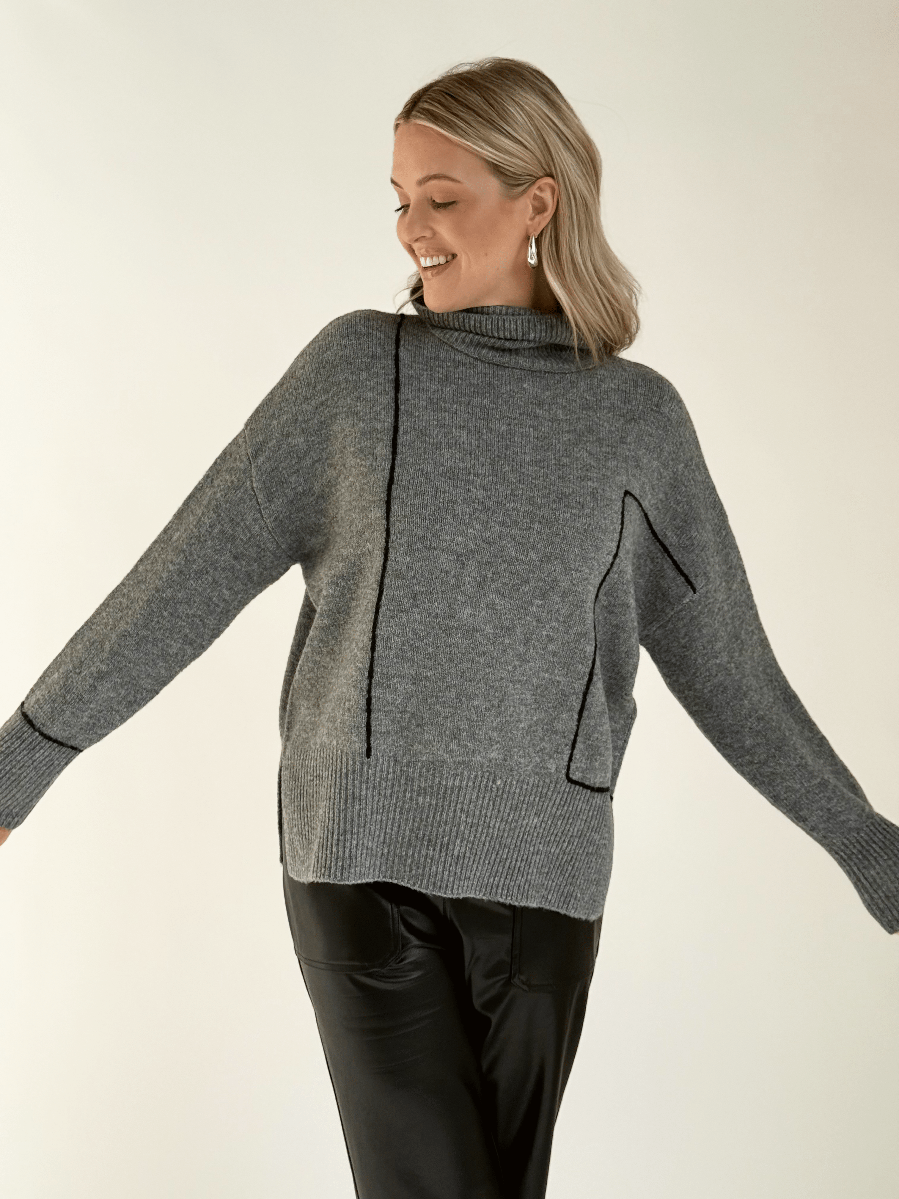 Carissa Sweater - HEATHER GREY - willows clothing SWEATER