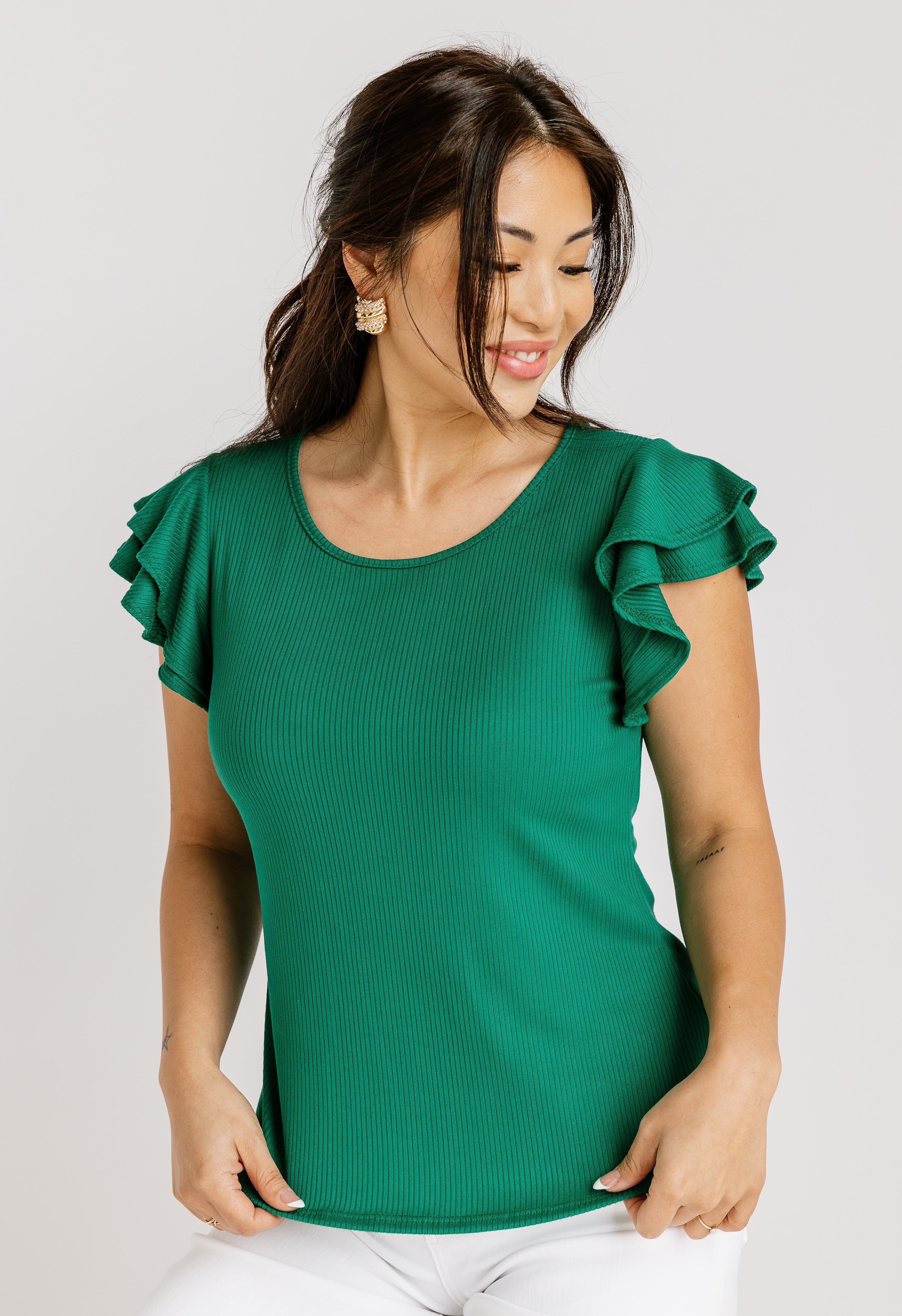 Carlotta Top - KELLY GREEN - willows clothing S/S Shirt