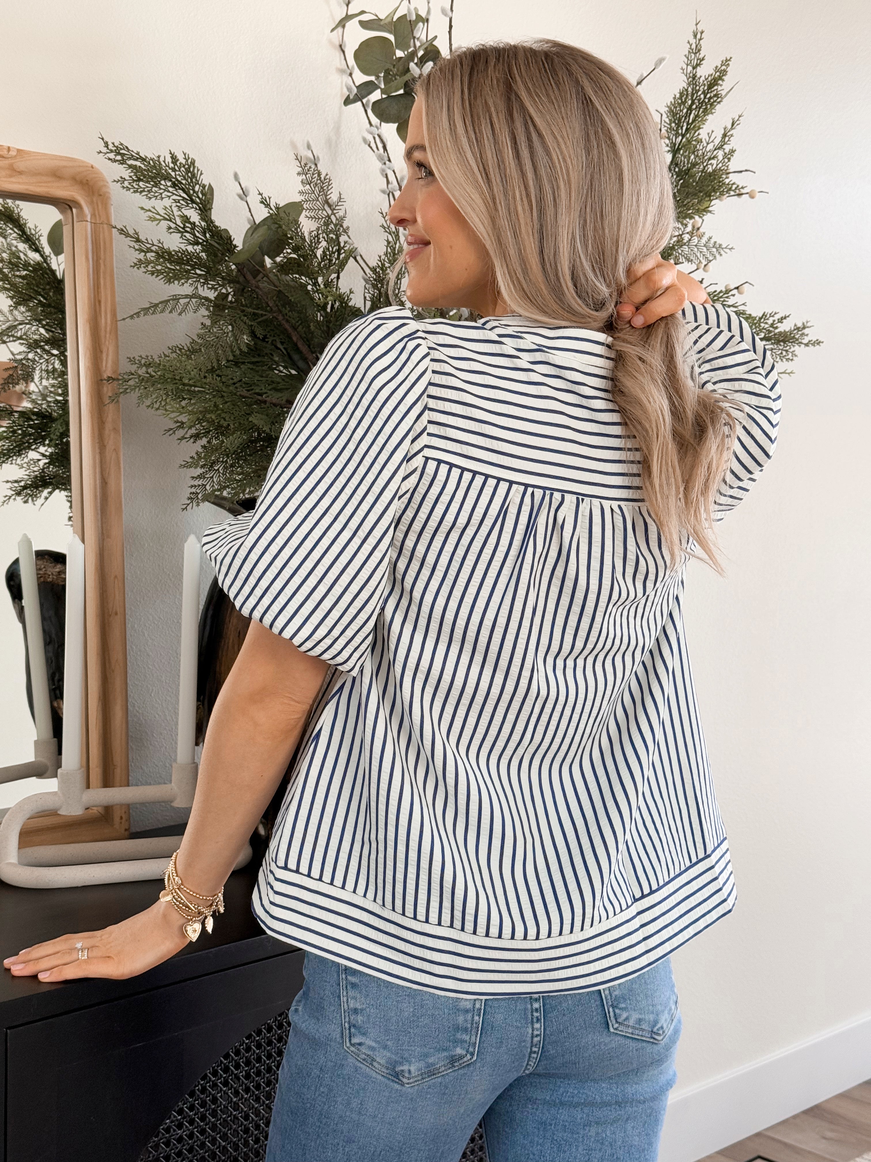 Carmen Blouse - NAVY - willows clothing BLOUSE