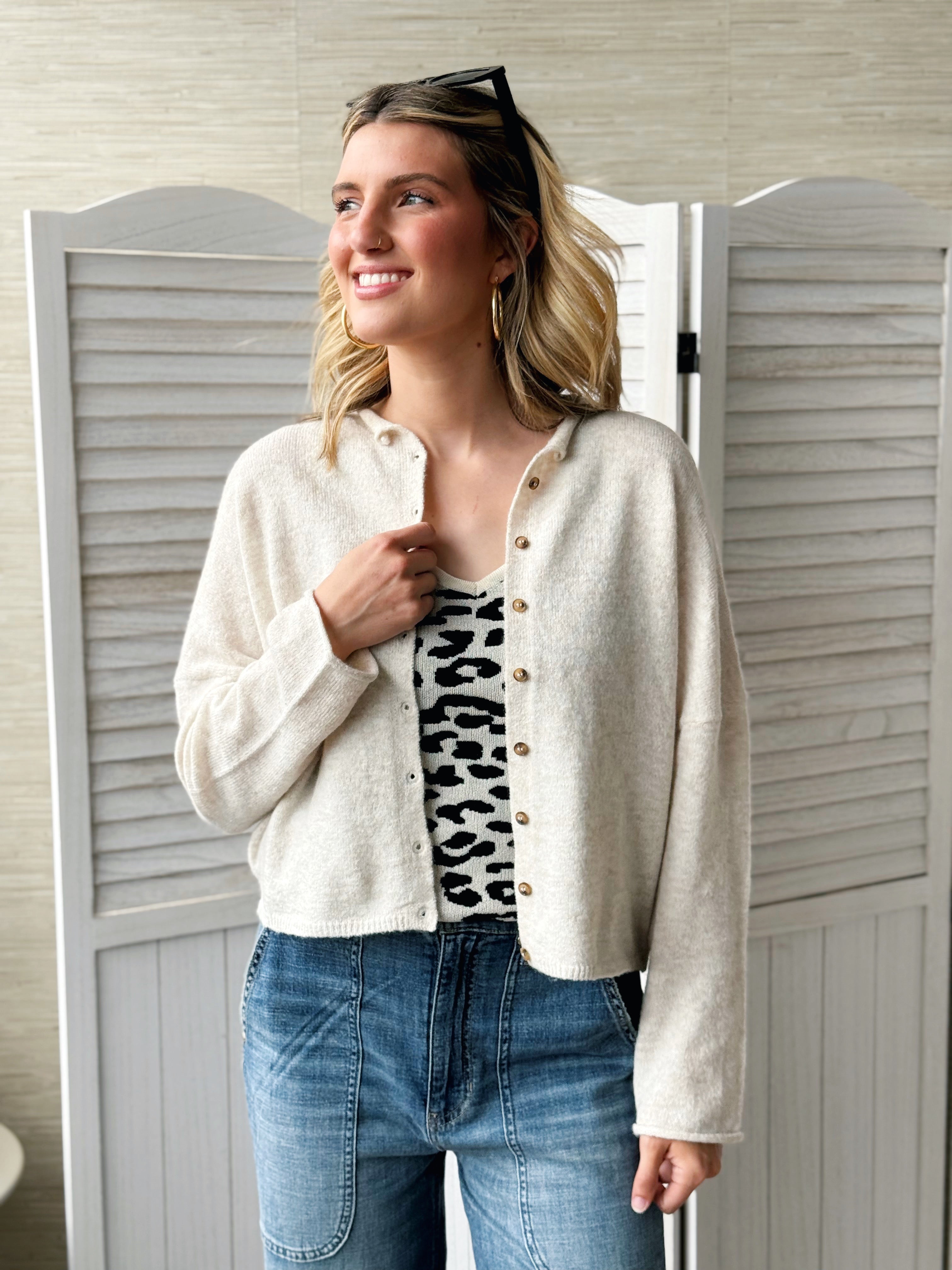 Caroline Cardigan - OATMEAL - willows clothing Cardigan
