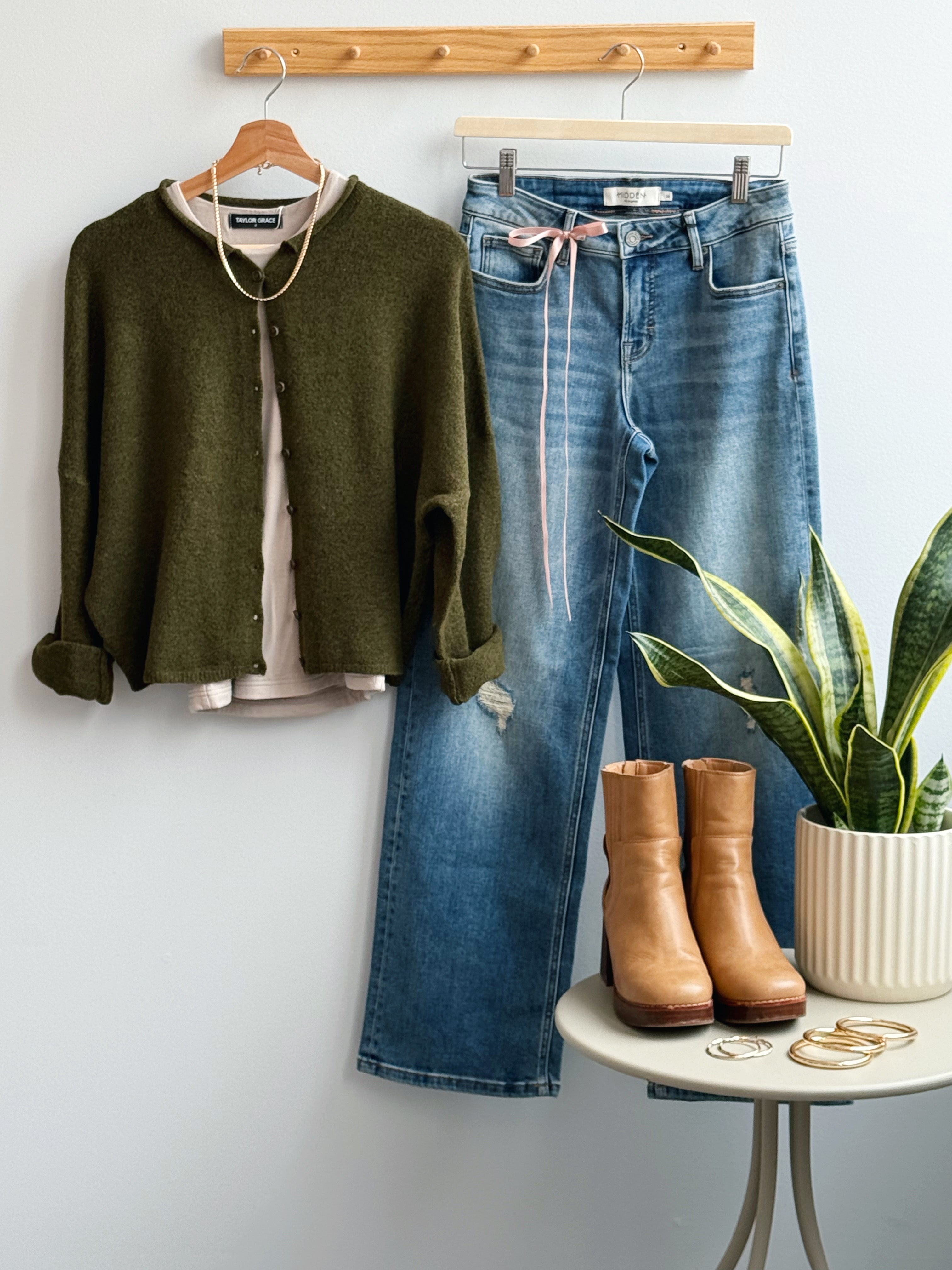 Caroline Cardigan - OLIVE - willows clothing Cardigan