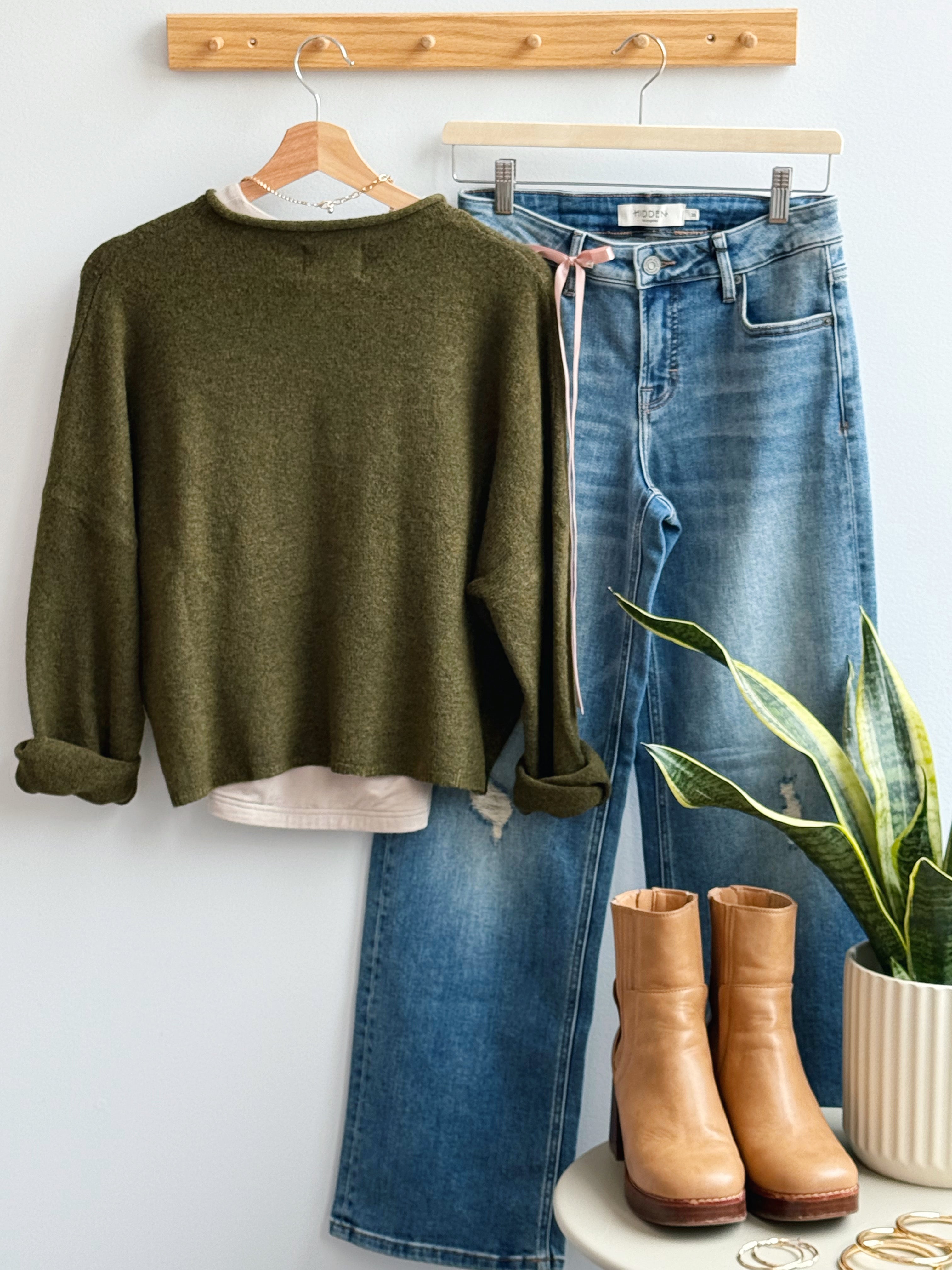 Caroline Cardigan - OLIVE - willows clothing Cardigan