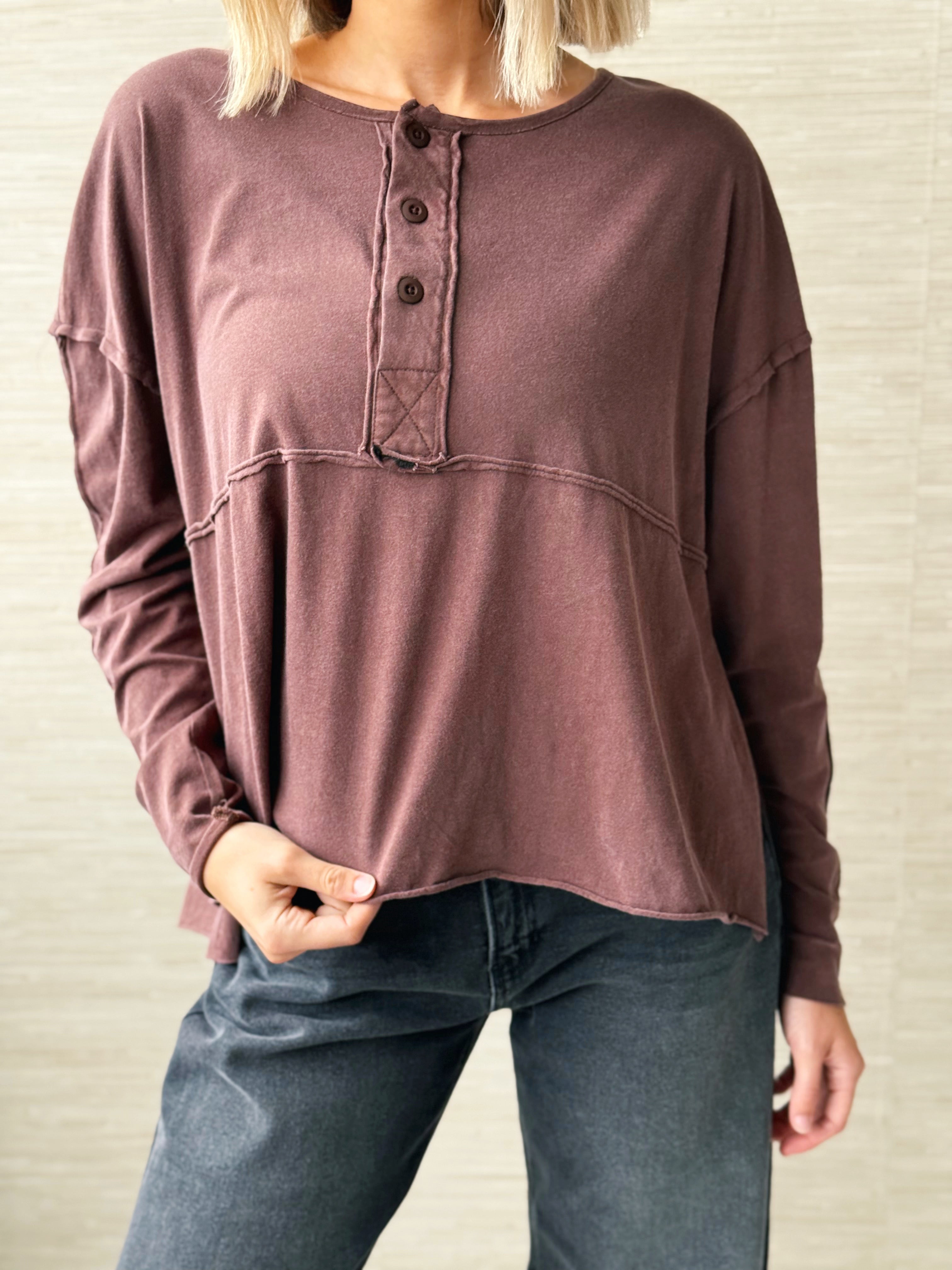 Changing Seasons Top - DARK BROWN - willows clothing BLOUSE