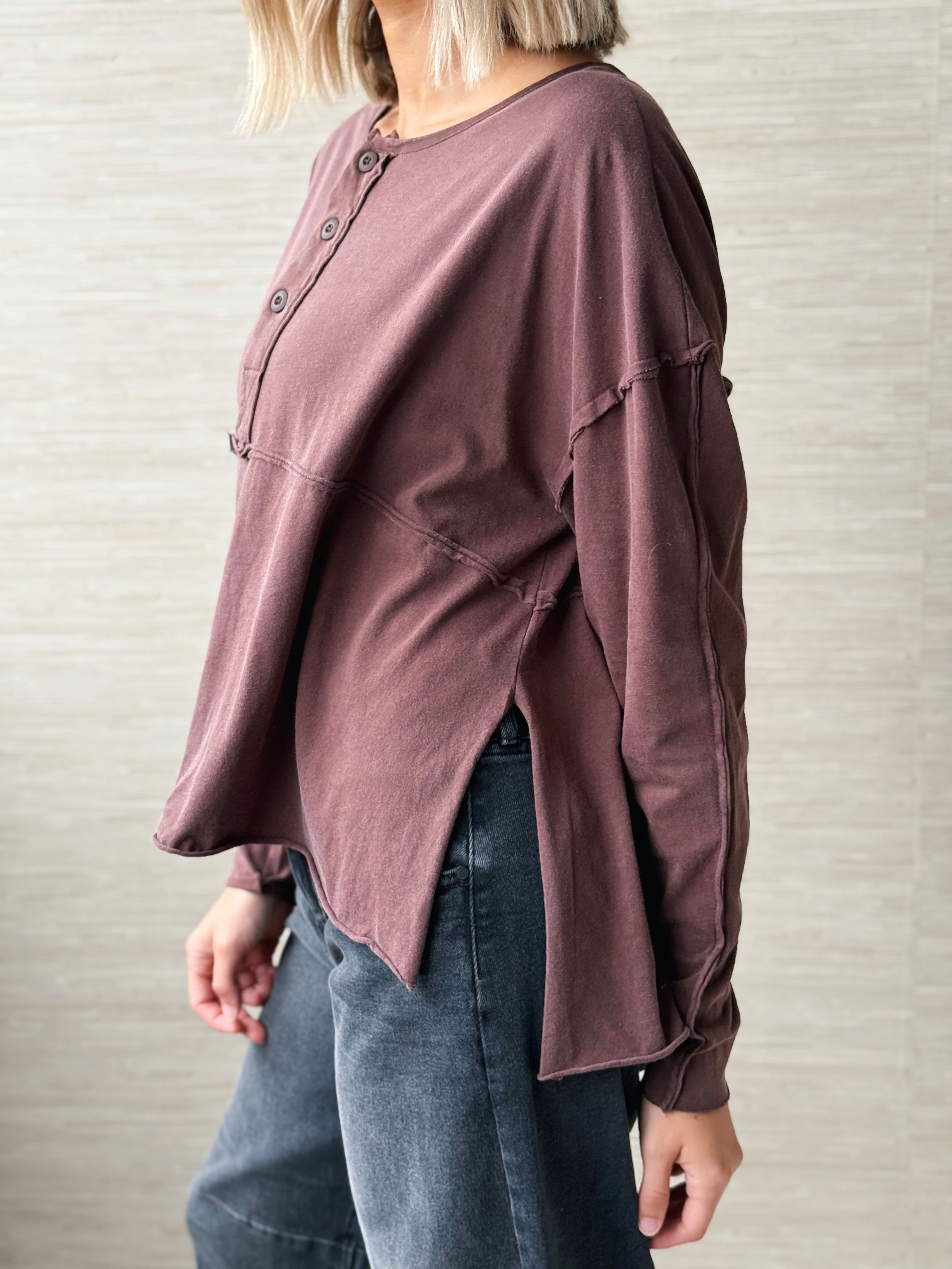 Changing Seasons Top - DARK BROWN - willows clothing BLOUSE