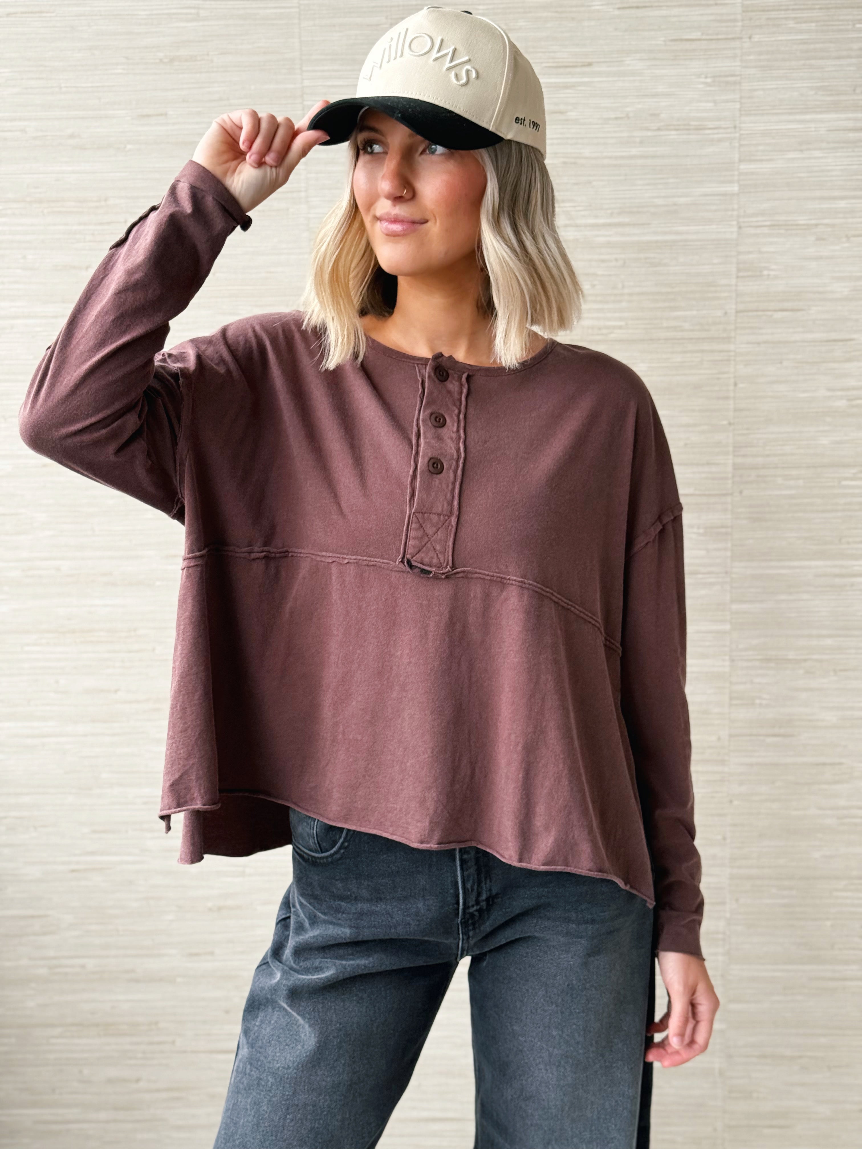 Changing Seasons Top - DARK BROWN - willows clothing BLOUSE