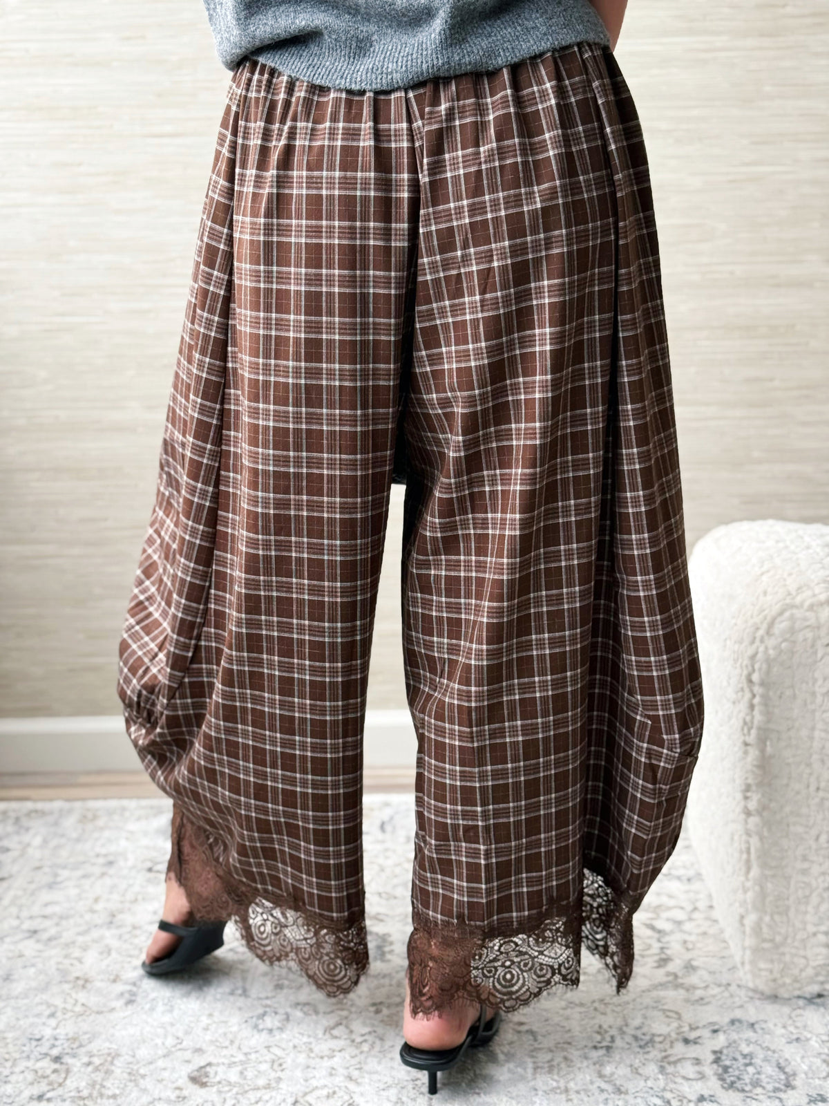 Checkmate Pants - BROWN CHECK - willows clothing PANTS