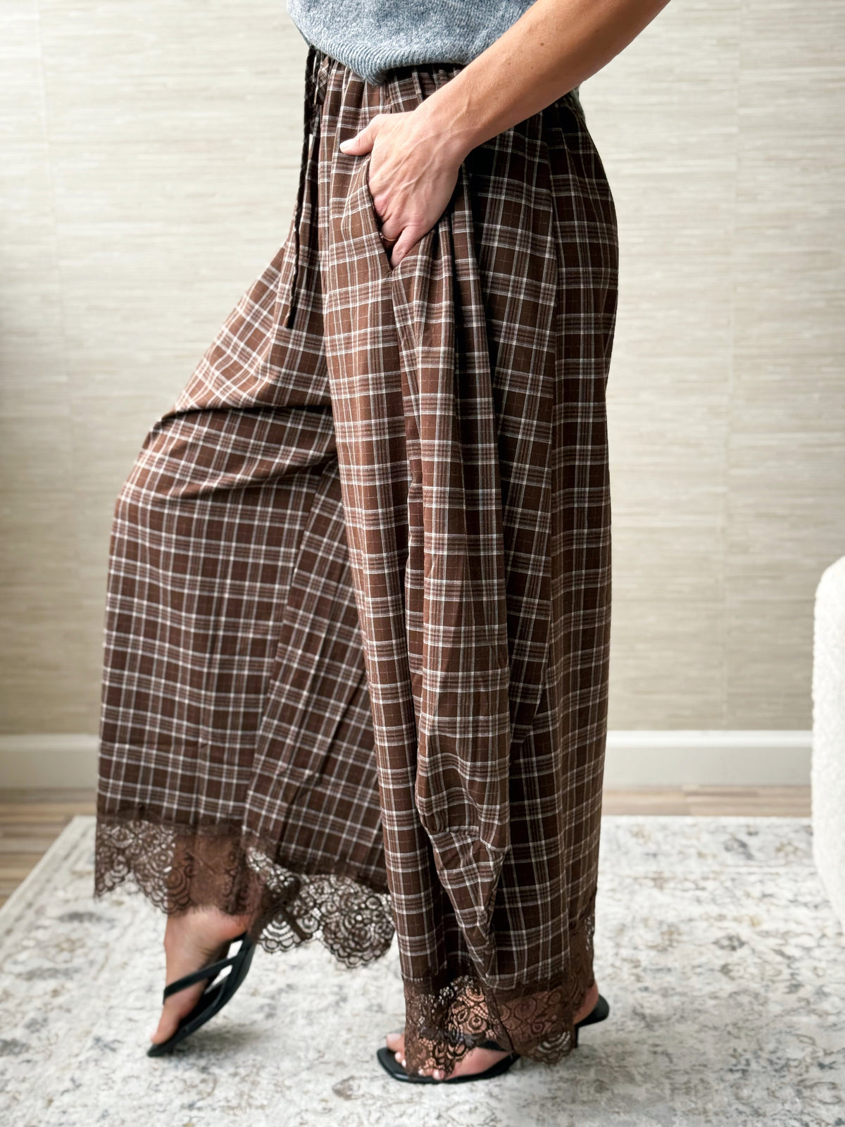 Checkmate Pants - BROWN CHECK - willows clothing PANTS