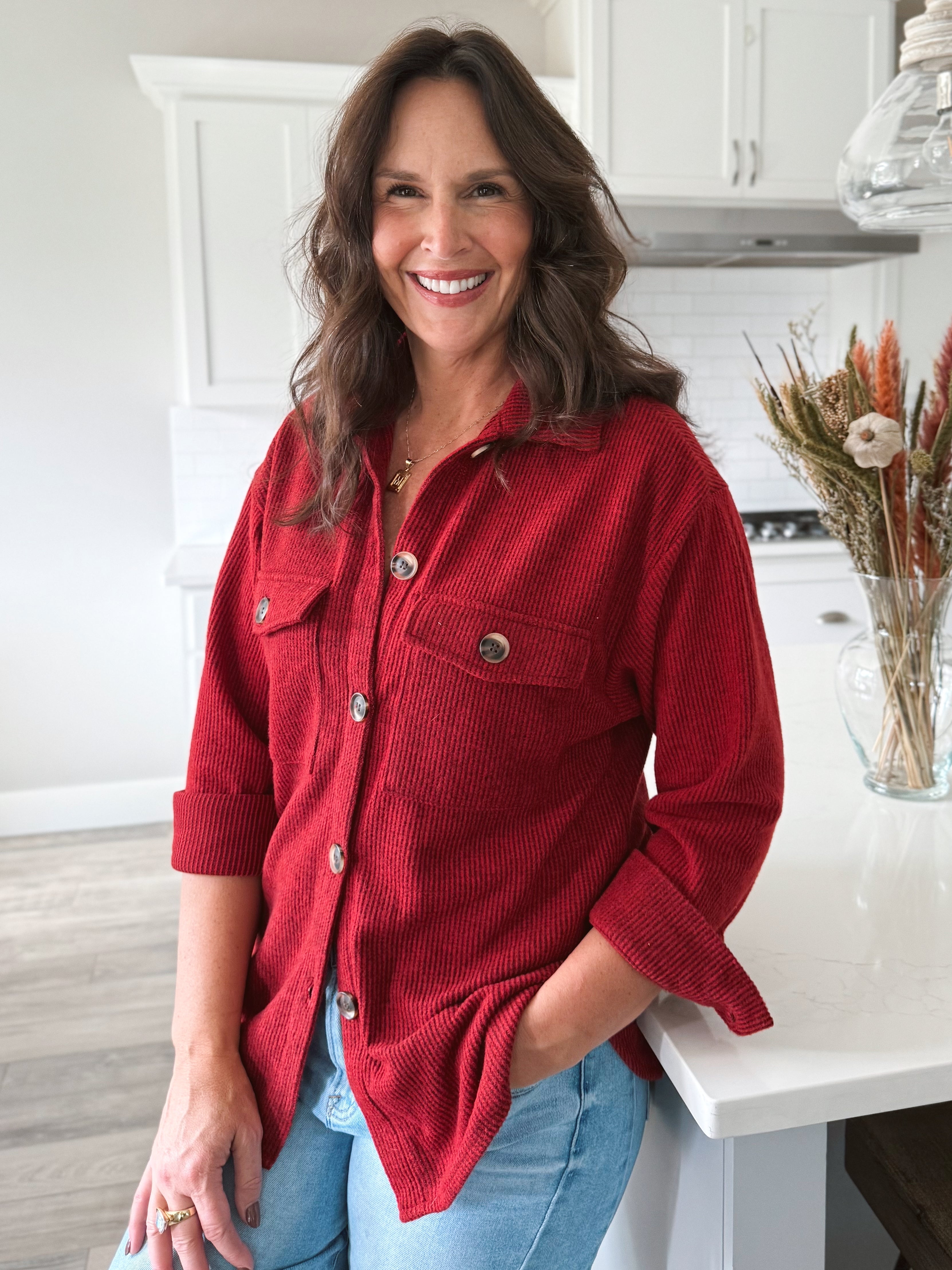 Chesapeake Shacket - DARK RED - willows clothing JACKET