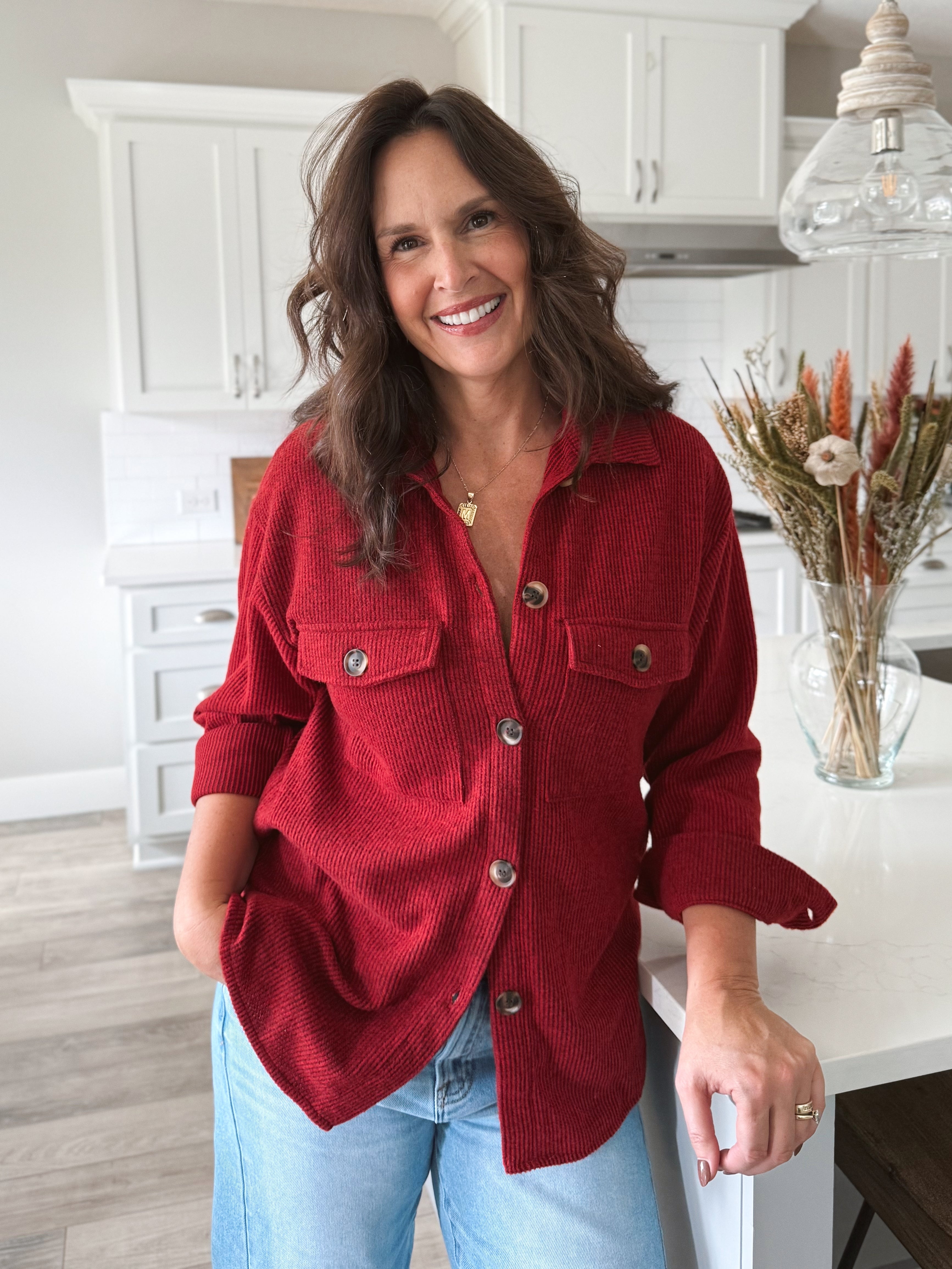 Chesapeake Shacket - DARK RED - willows clothing JACKET
