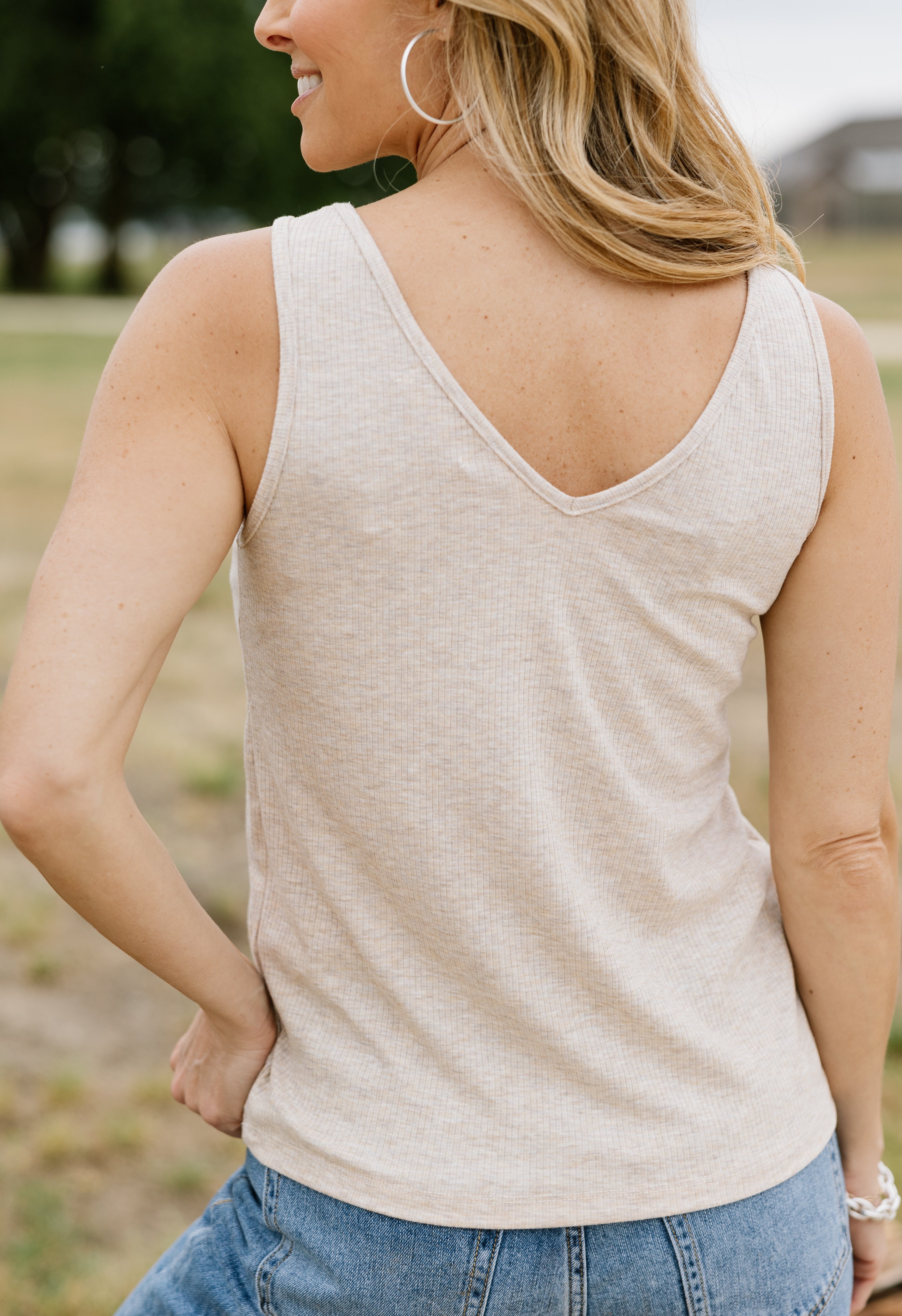 Chipper Ribbed Tank - OATMEAL - willows clothing TANK