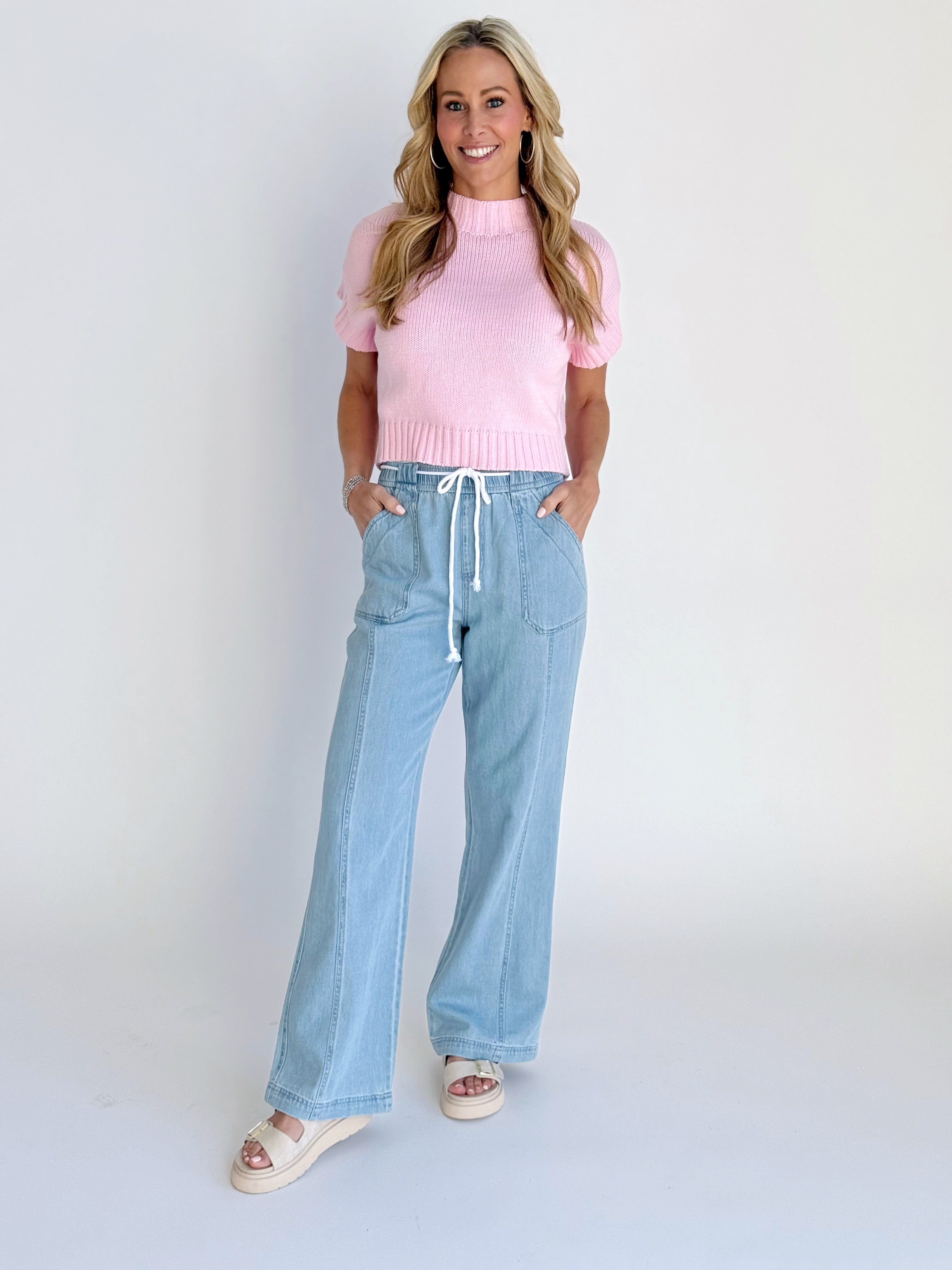Chloe Sweater - ICY BLUSH - willows clothing SWEATER