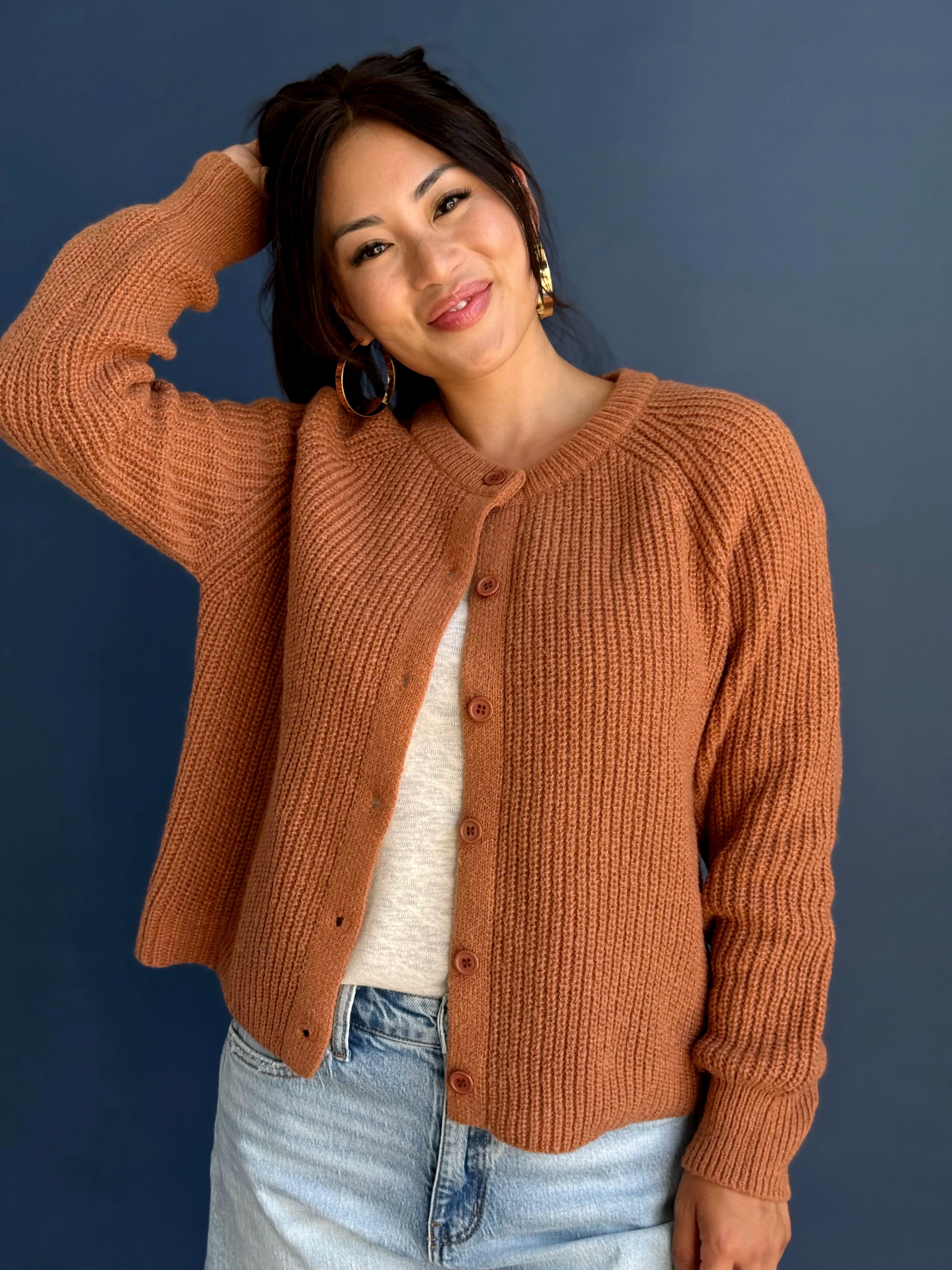 Class Act Cardigan - TERRACOTTA - willows clothing Cardigan