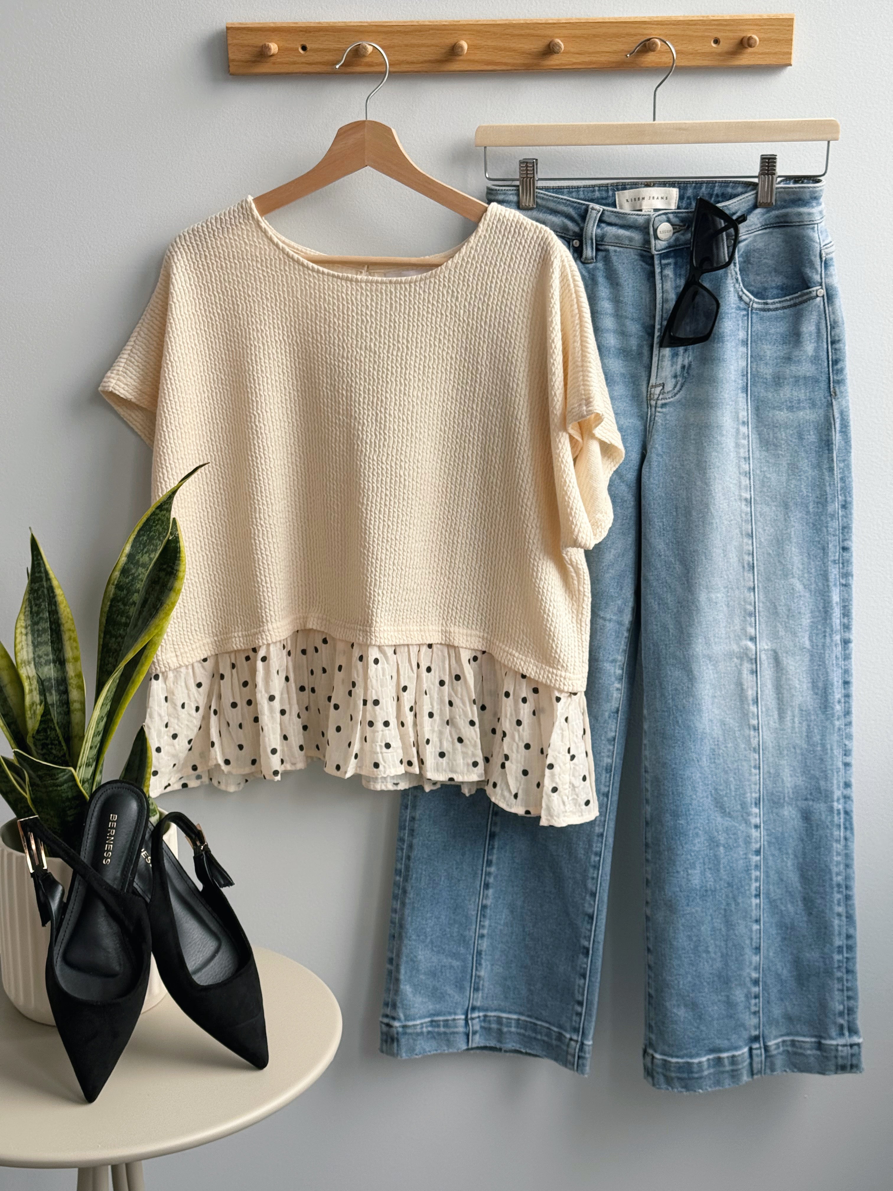Claudette Top - CREAM - willows clothing S/S SHIRT